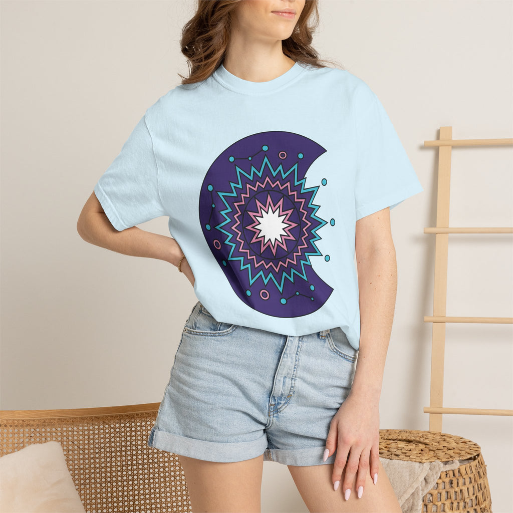 Mandala Moon Shirt Boho Chic Celestial Gift Women Geometric Tee Lunar T-Shirt Hippie Fan Tribal Tshirt Galaxy Graphic Minimalist Star Tshirt