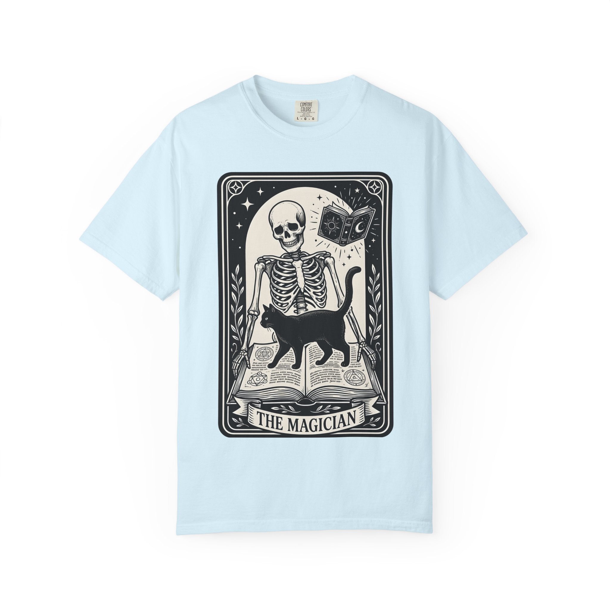 Black Cat Bones Shirt Cat Occult Gift Women Divination Card Tee Cat Skeleton T-Shirt Cat Fan Tarot Card Tshirt Mystic Graphic Hand Drawn