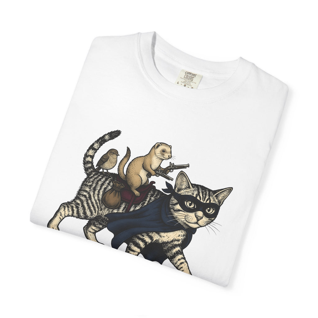 Hero Cat Shirt Cat Wildlife Gift Women Retro Tee Kitty T-Shirt Cat Fan Feline Tshirt Wildlife Graphic Sketch Weasel Tshirt