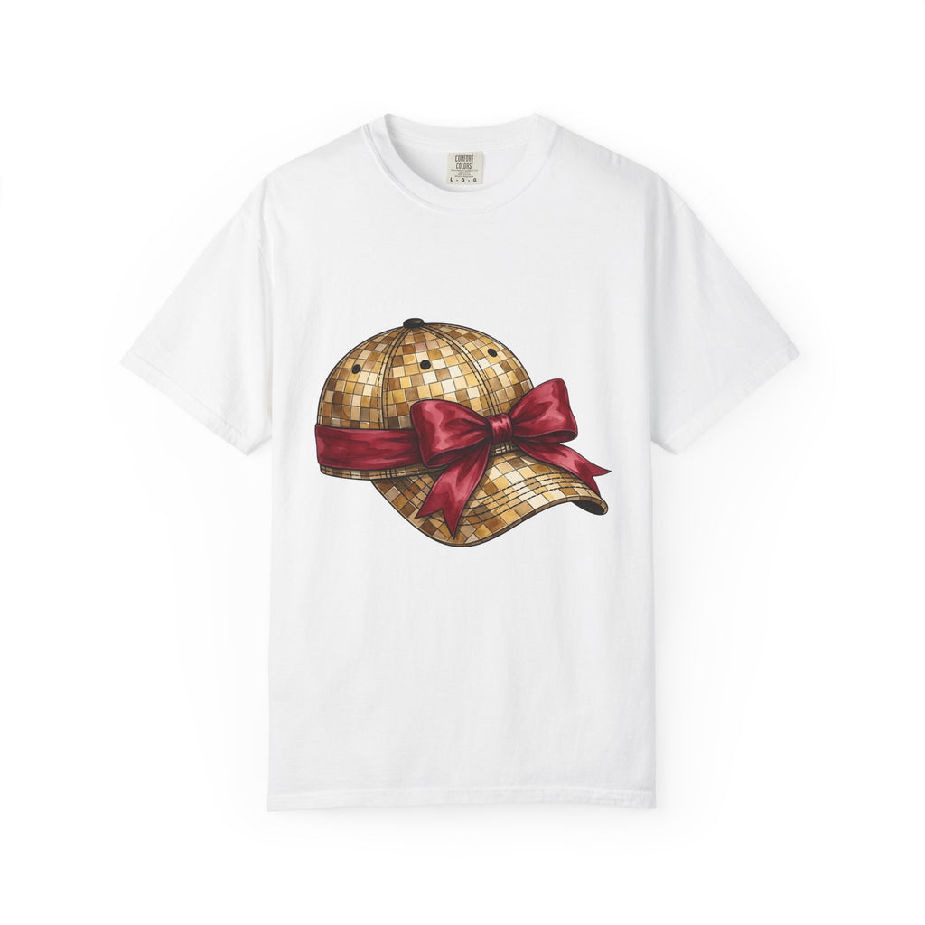 Sequin Cap Shirt Moms Fashion Gift Women Watercolor Tee Glamour Cap T-Shirt Motherhood Fan Painted Tshirt Style Graphic Hand Drawn Bow