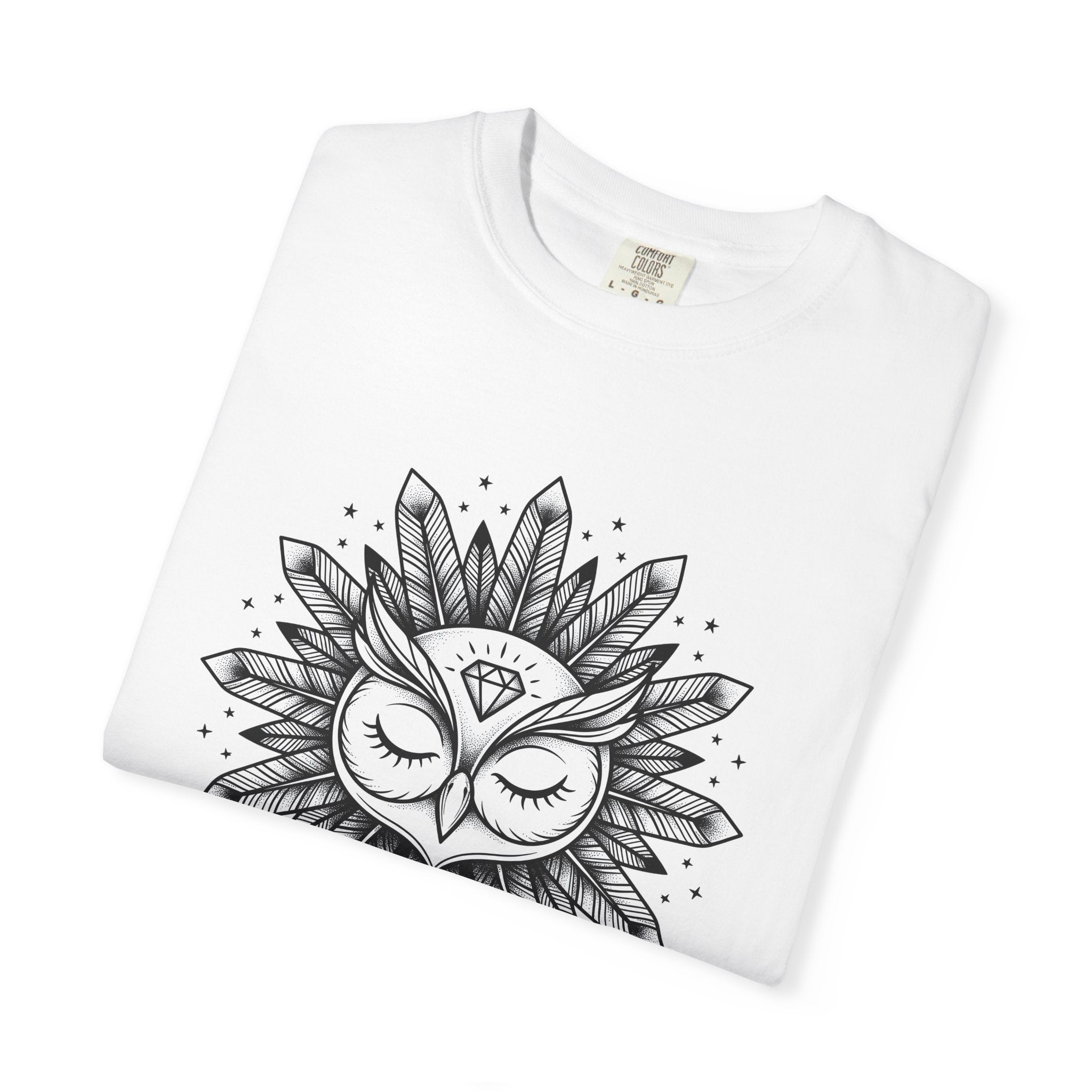 Owl Mandala Shirt Boho Animal Gift Women Boho Tee Owl T-Shirt Hippie Fan Bohemian Tshirt Wildlife Graphic Line Art Feathers Tshirt