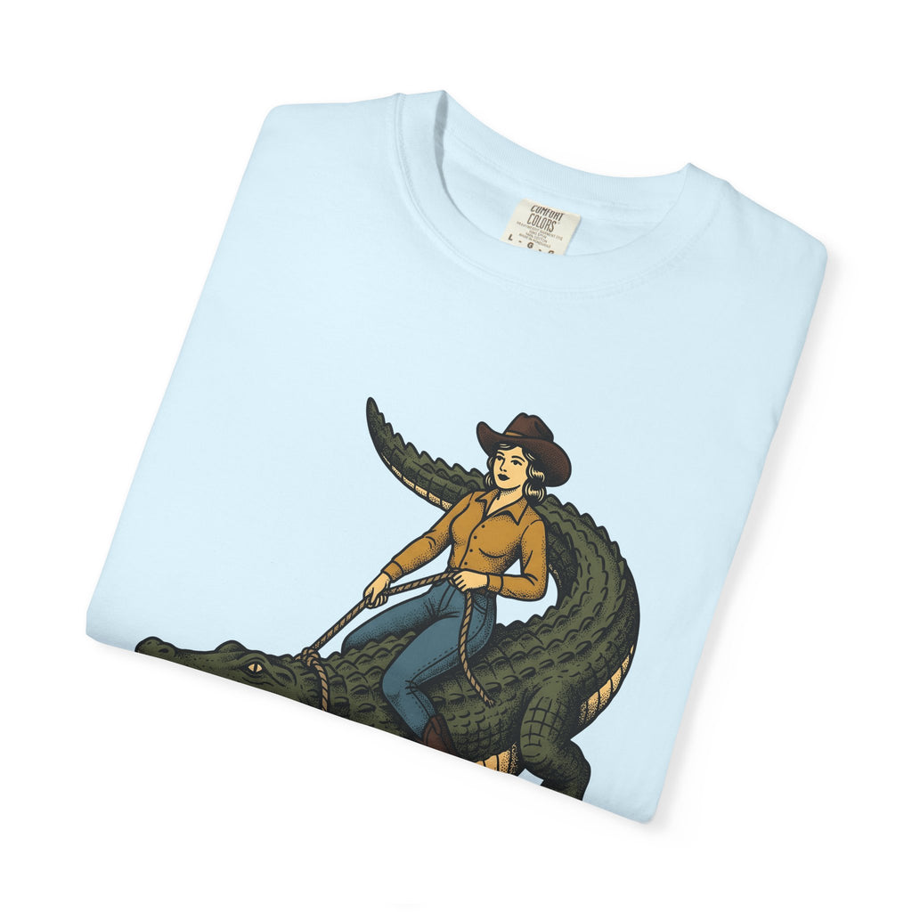 Cowgirl On Alligator Shirt Cowgirl Cowboy Gift Women Rustic Tee Rodeo T-Shirt Cowgirl Fan Western Tshirt Cowboy Graphic Old School Hat