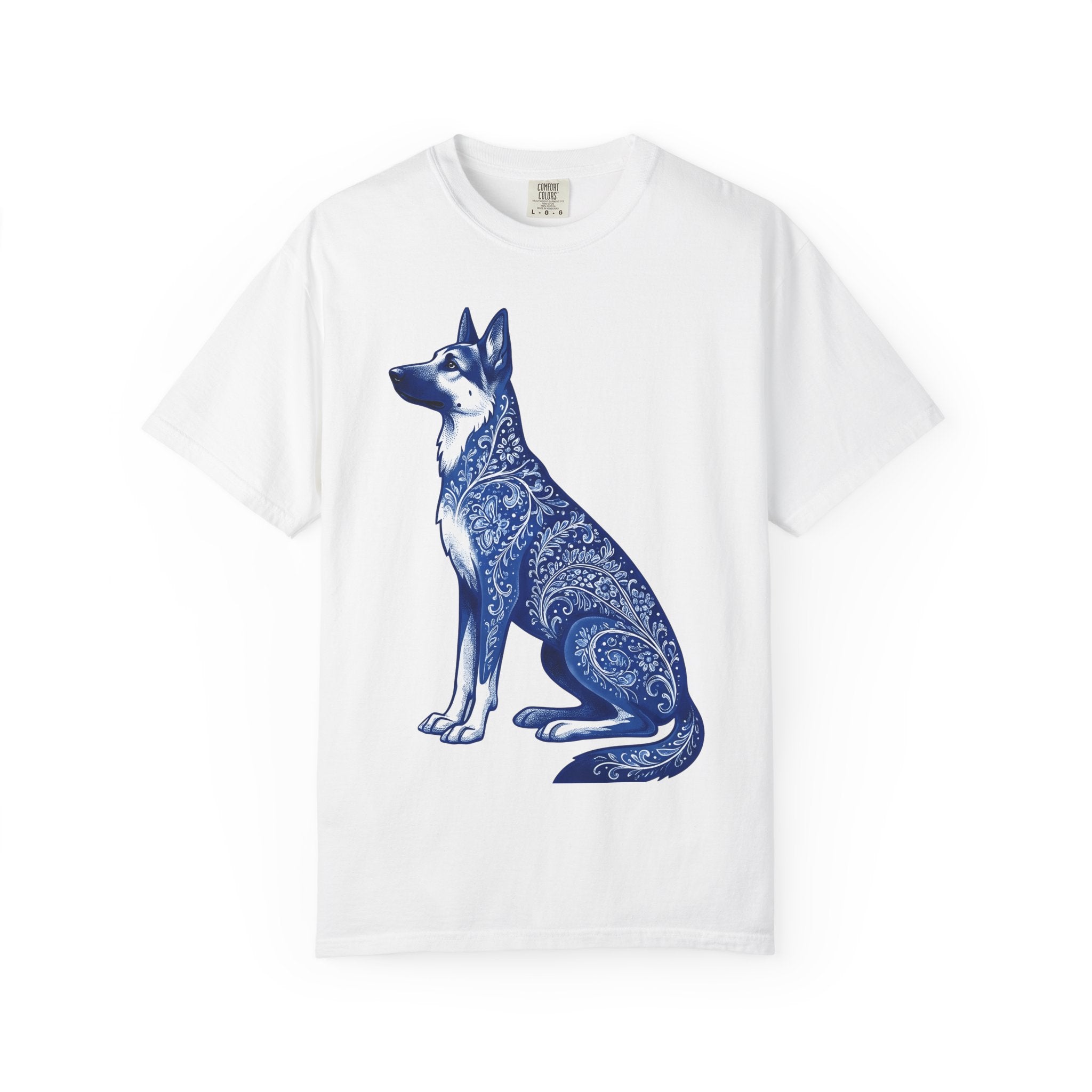 German Shepherd Shirt Dog Animal Gift Women Boho Tee Alsatian T-Shirt Dog Fan Canine Tshirt Creature Graphic Vintage Floral Tshirt