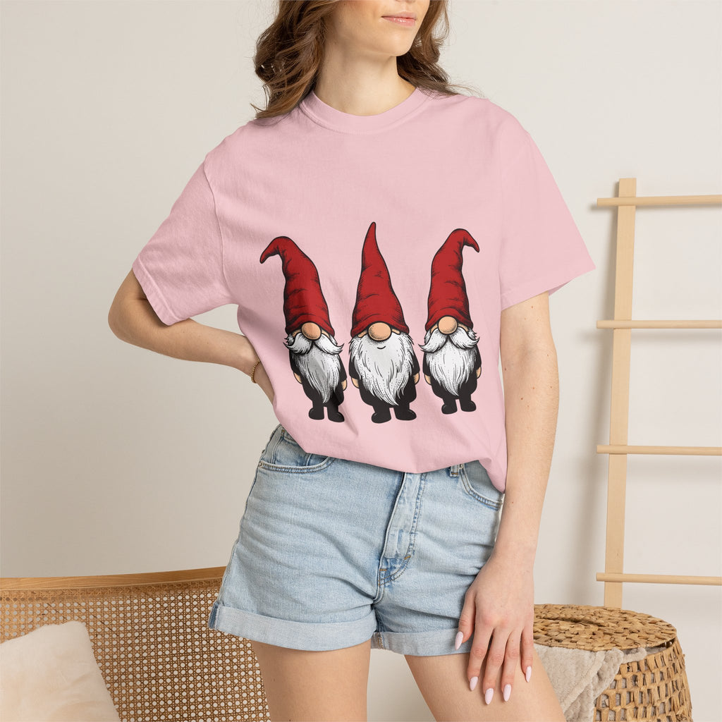 Gnome Collection Shirt Christmas Celebration Gift Women Cartoon Tee Dwarf T-Shirt Noel Fan Caricature Tshirt Party Graphic Sketch Crimson