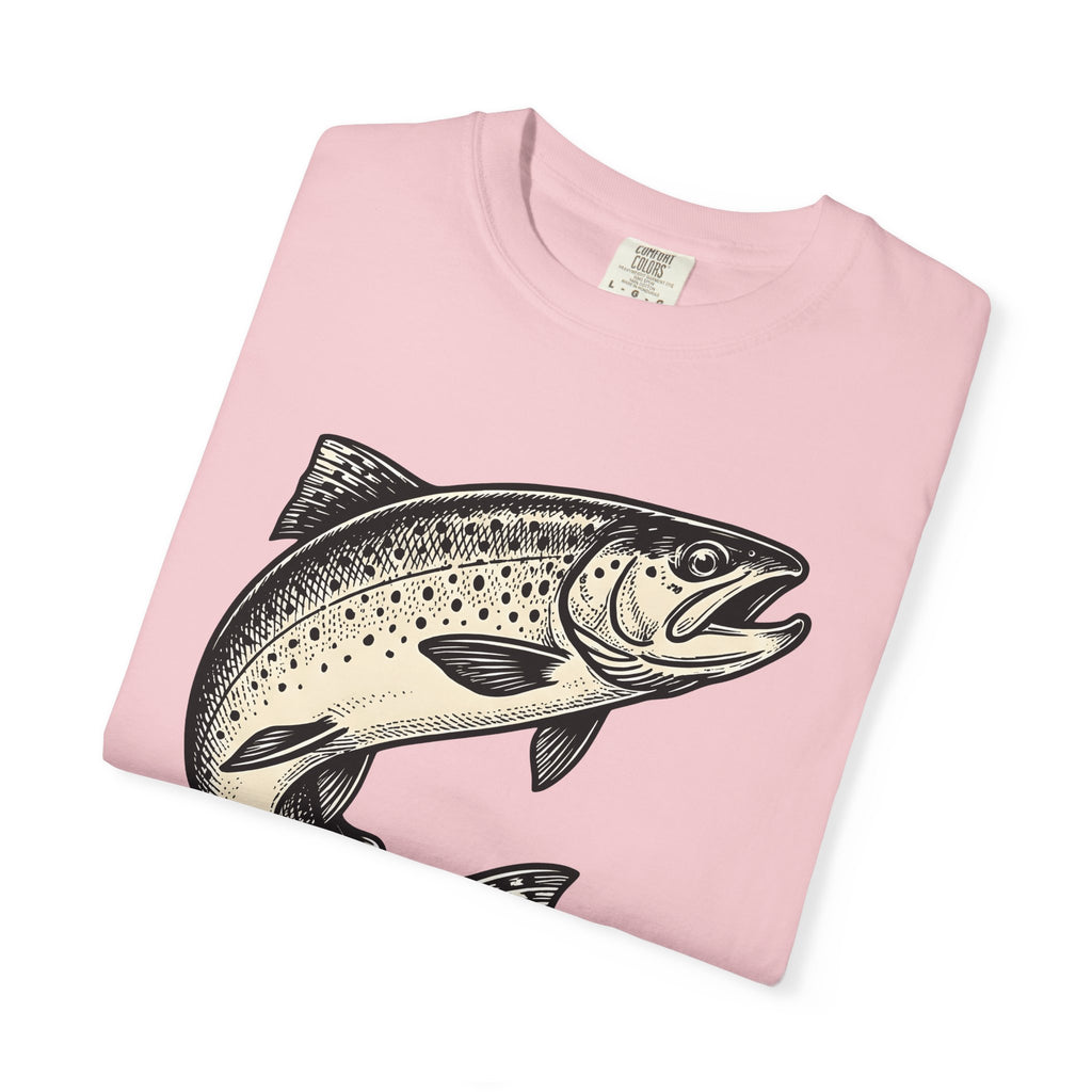 Brown Trout Shirt Fishing Nature Gift Women Old School Tee Trout T-Shirt Angler Fan Wildlife Graphic Tshirt Outline Speckles Tshirt