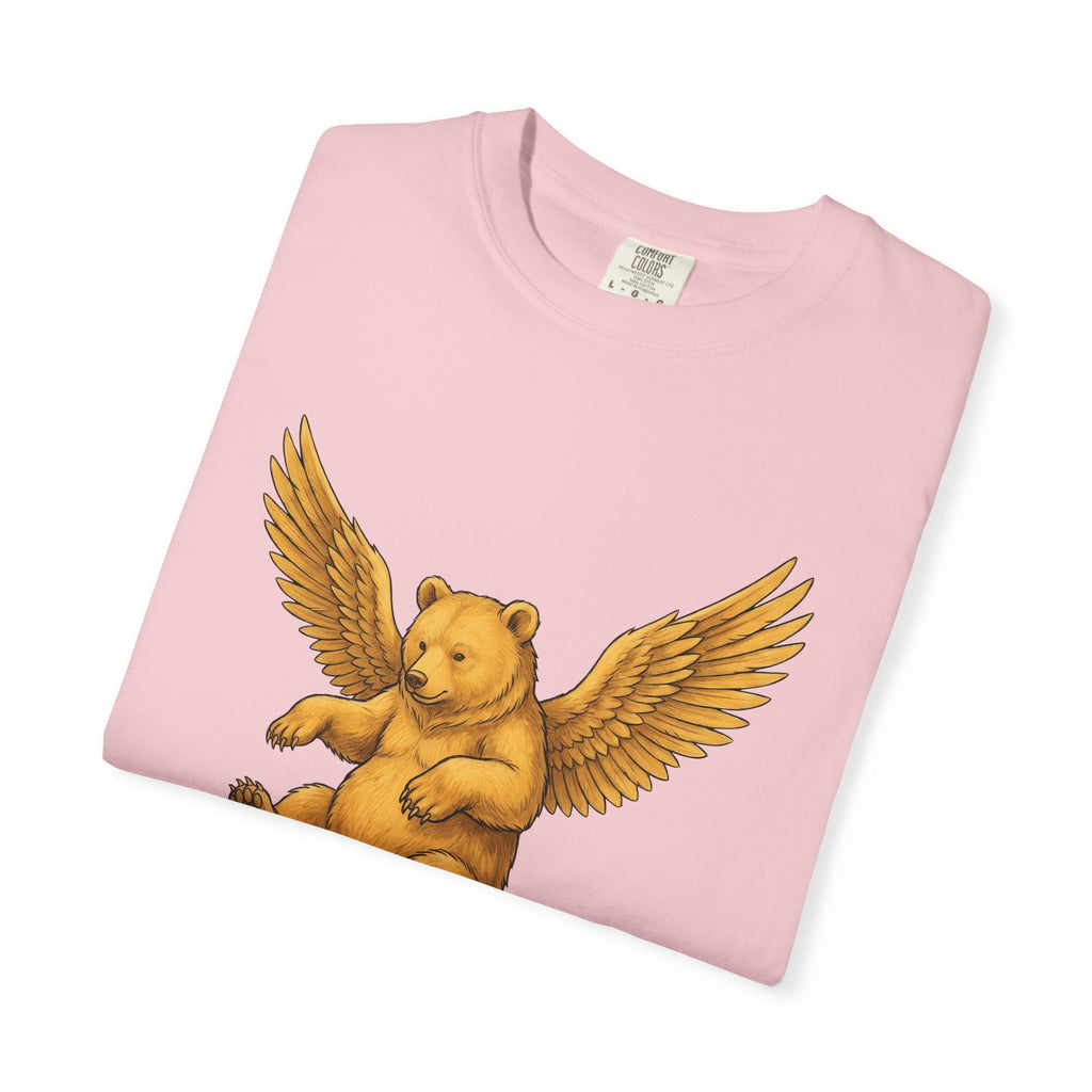 Angel Bear Shirt Animals Mythical Gift Women Line Art Tee Teddy Bear T-Shirt Creature Fan Fantasy Tshirt Mythical Graphic Rustic Quill