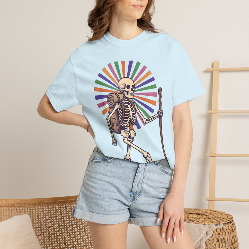 Skull Backpacker Shirt Hiking Camping Gift Women Rustic Tee Backpacker T-Shirt Trekker Enthusiast Vintage Tshirt Outdoor Graphic Retro