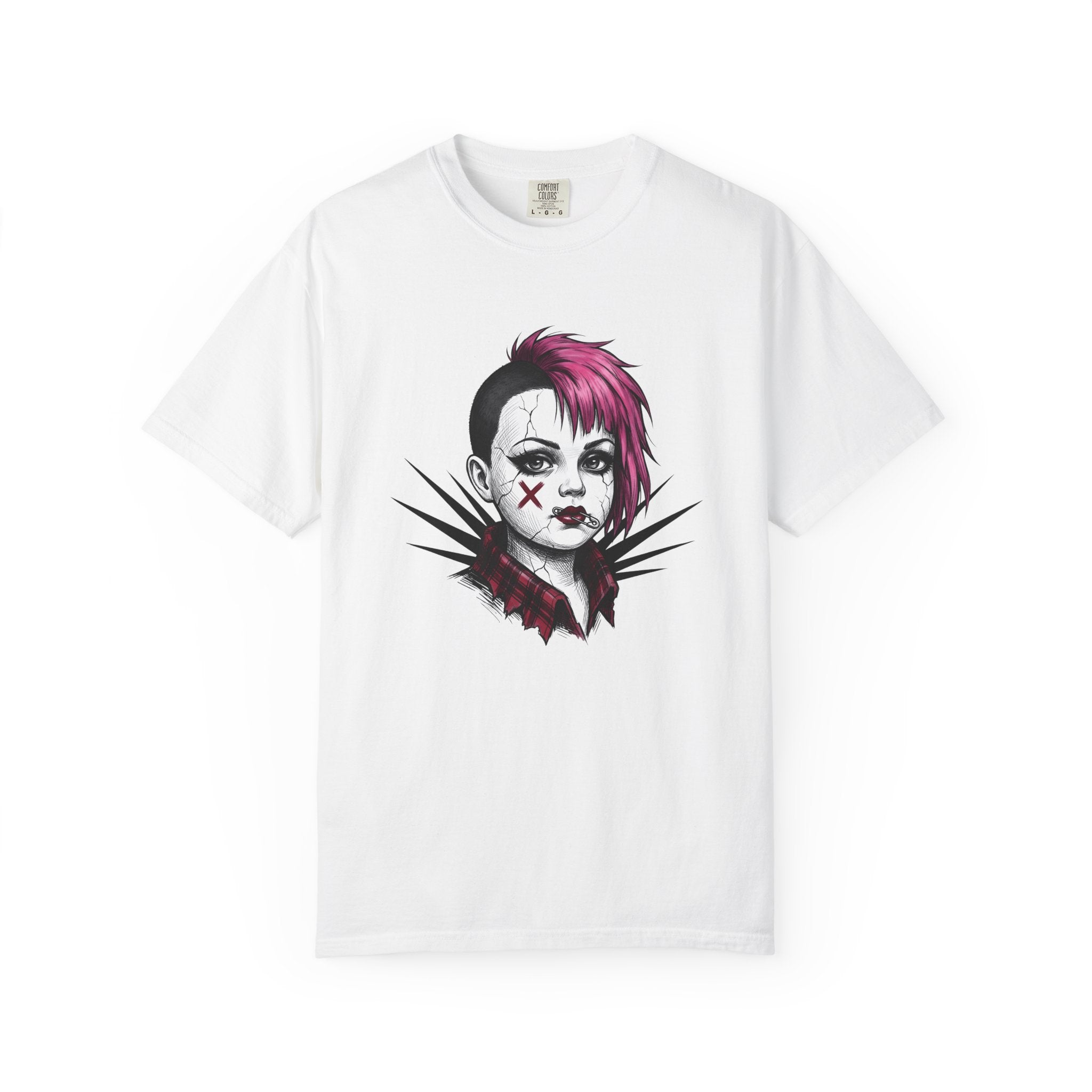 Rebellious Girl Shirt Punk Apparel Gift Women Urban Tee Tomboy T-Shirt Punk Fan Streetwear Tshirt Clothing Graphic Doodle Brooch Tshirt