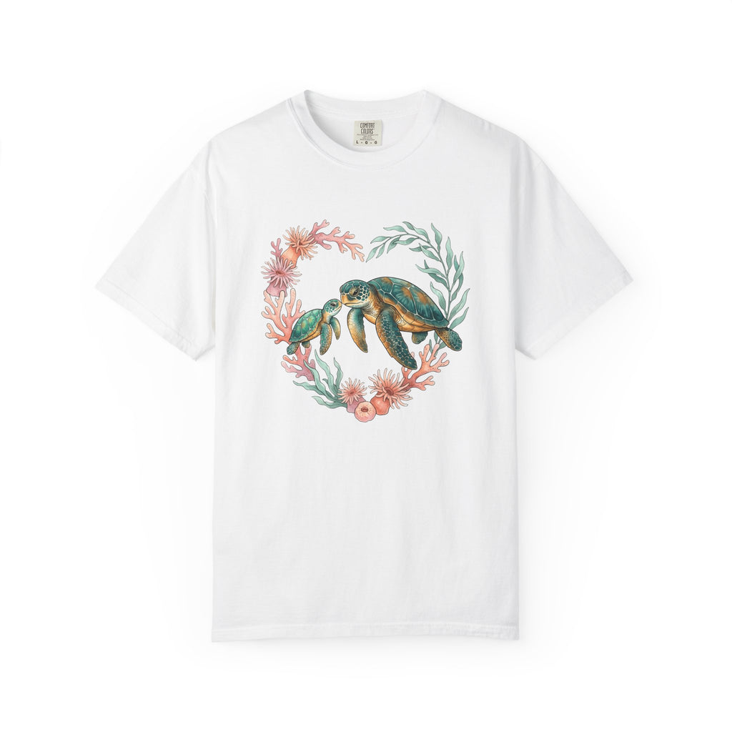 Sea Turtles Shirt Animals & Flowers Sea Life Gift Women Hand Painted Tee Turtle T-Shirt Wildlife Fan Painted Tshirt Ocean Graphic Line Art