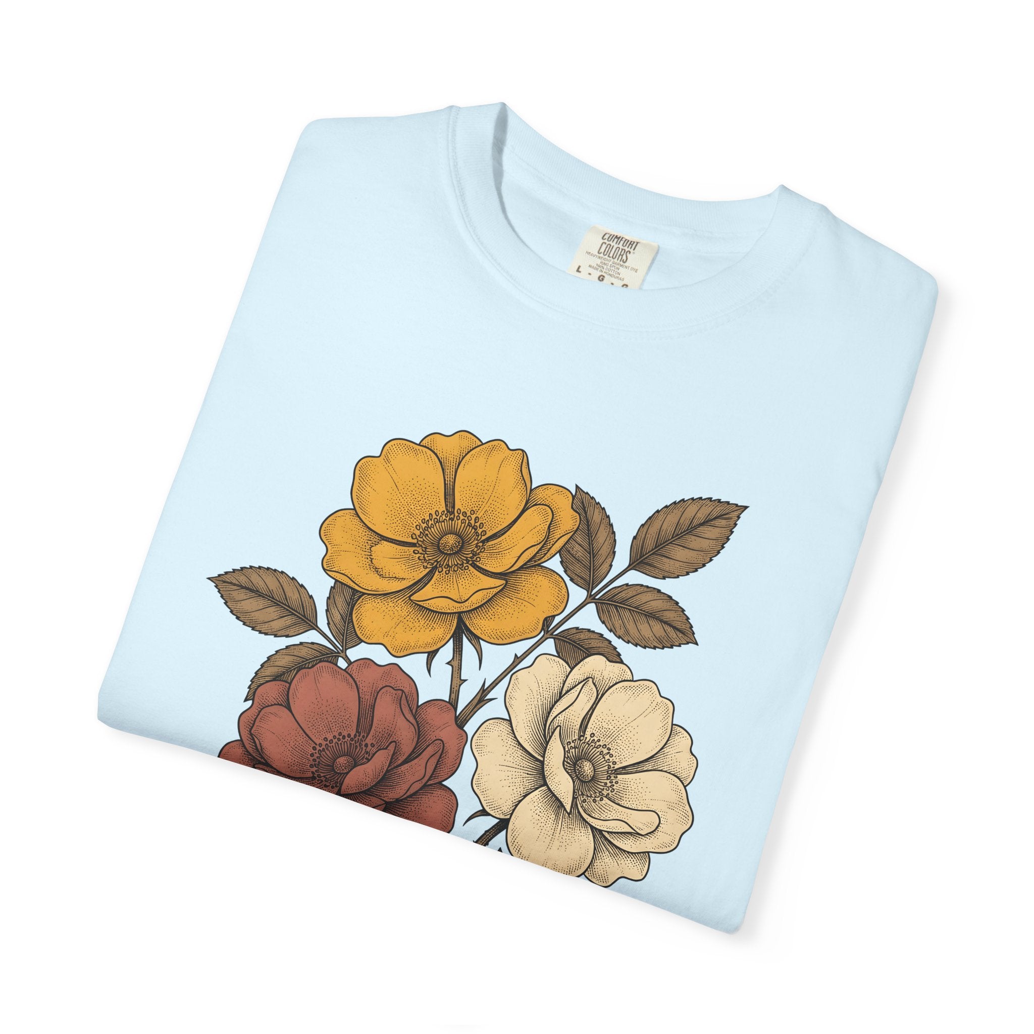 Antique Floral Arrangement Shirt Boho Chic Plants Gift Women Line Art Tee Floral Arrangement T-Shirt Bohemian Enthusiast Illustration Design