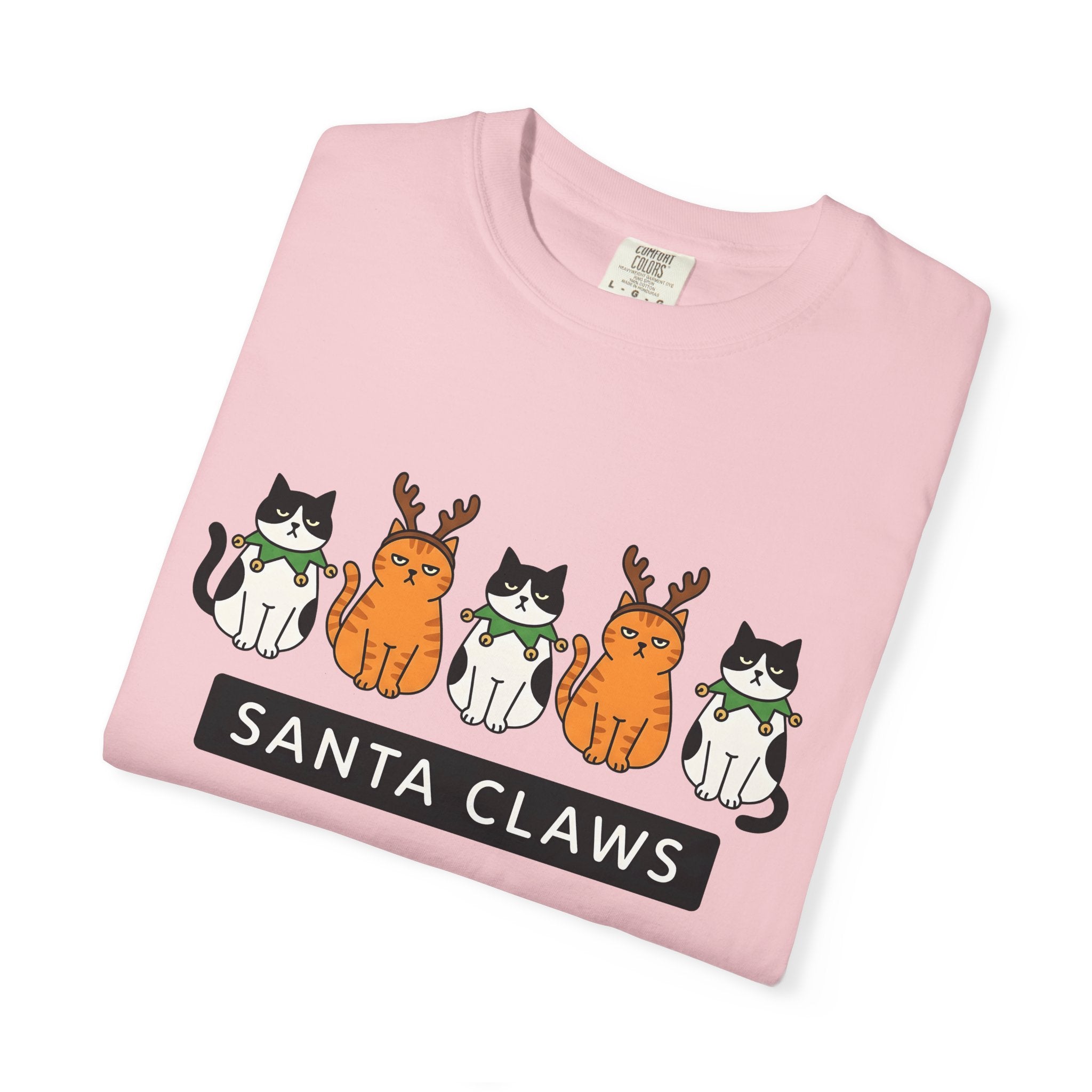 Holiday Cats Shirt Christmas Animal Gift Women Comic Tee Kitty Cat T-Shirt Xmas Fan Feline Graphic Tshirt Simple Antler Headband Tshirt