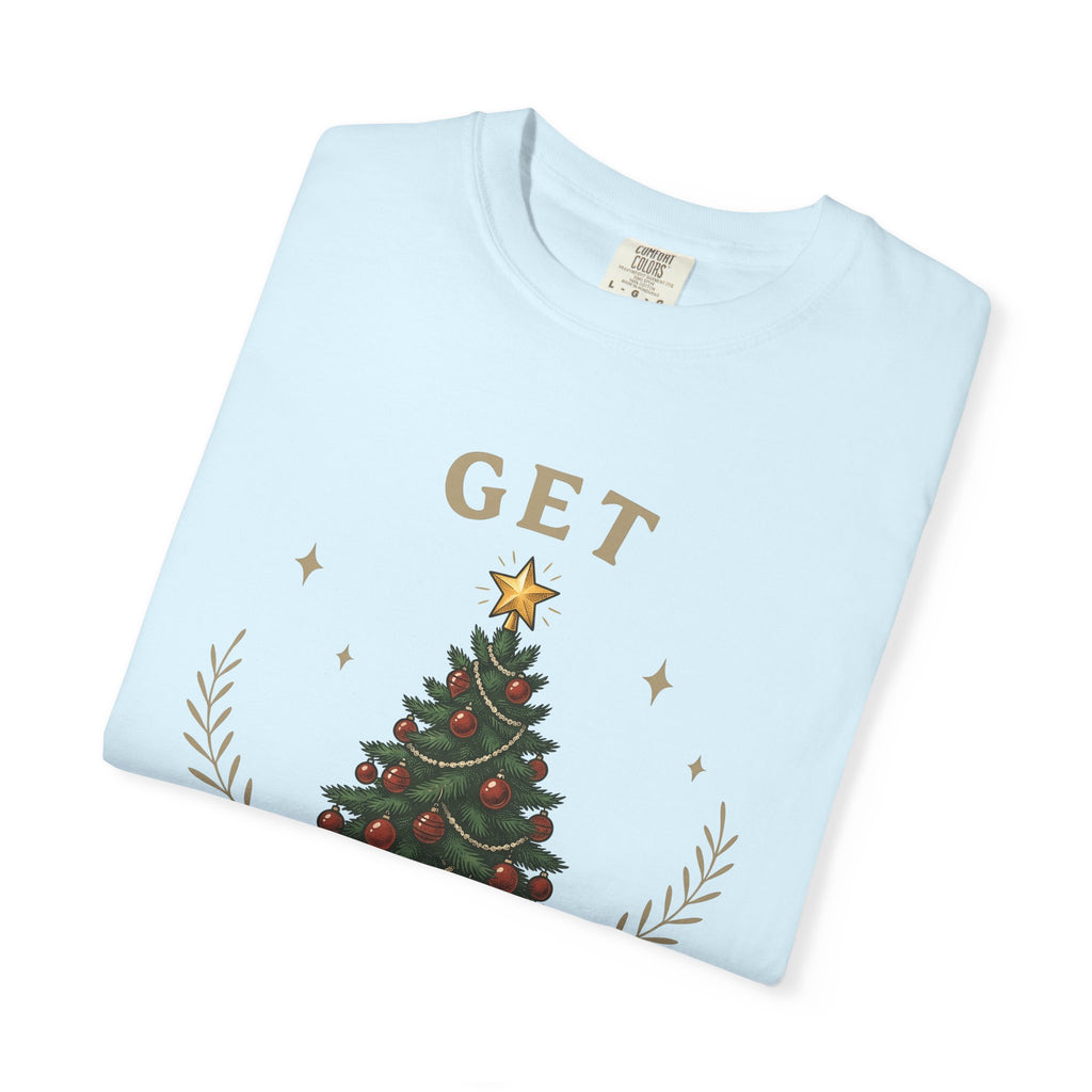 Christmas Tree Shirt Christmas Holiday Gift Women Vintage Tee Fir Tree T-Shirt Christmas Fan Xmas Tshirt Seasonal Graphic Hand Drawn Gold