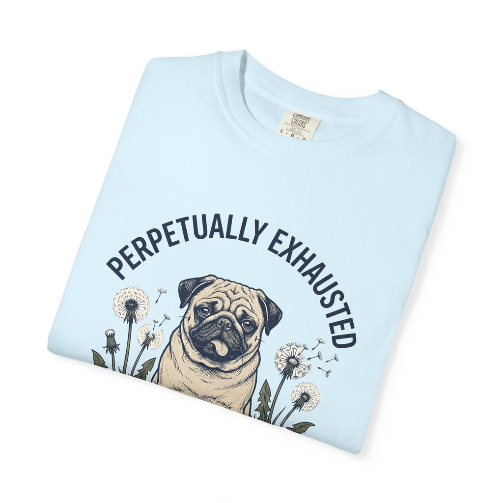 Pug Dog Shirt Dog Humor Gift Women Hand Drawn Tee Puggle T-Shirt Dog Fan Illustrated Graphic Tshirt Vintage Dandelions Tshirt