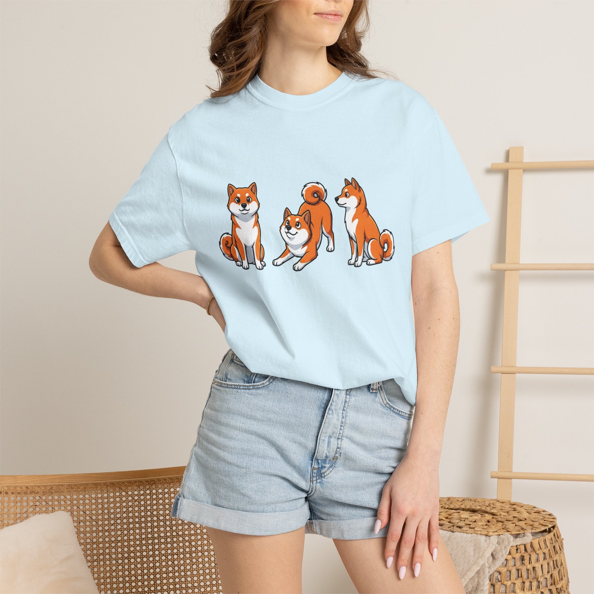 Shiba Inu Dogs Shirt Dog Fauna Gift Women Line Art Tee Shiba Inu T-Shirt Dog Fan Drawing Graphic Tshirt Doodle Fun Pose Tshirt