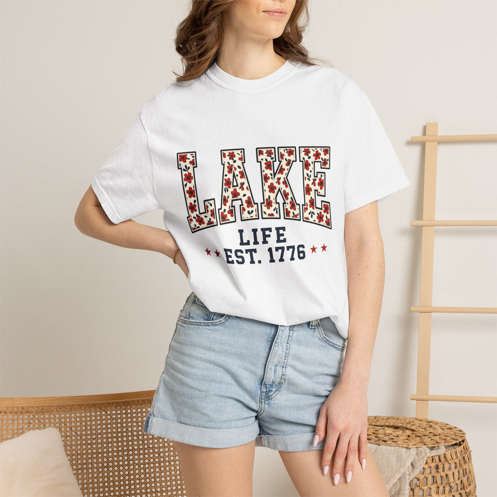 Blossom Varsity Text Shirt America/4th Of July Outdoors Gift Women Collegiate Font Tee Varsity T-Shirt Patriot Fan Typography Tshirt Nature