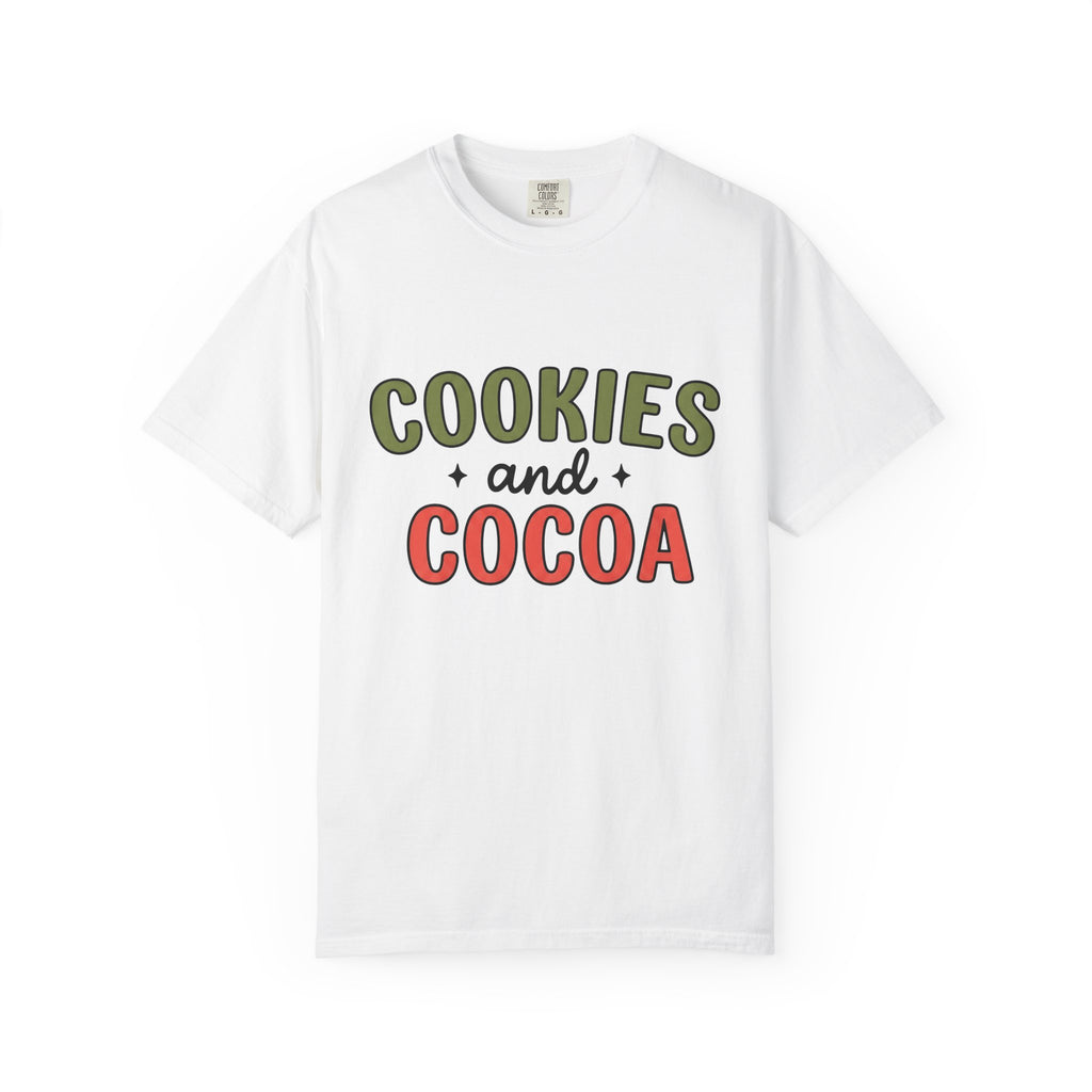 Sweet Cocoa Cookies Shirt Christmas Snacks Gift Women Joyful Tee Cookie T-Shirt Xmas Fan Cookie Art Tshirt Treat Graphic Hand Drawn Star