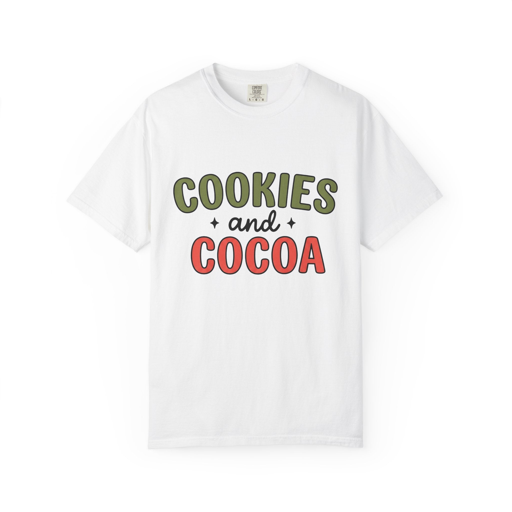 Sweet Cocoa Cookies Shirt Christmas Snacks Gift Women Joyful Tee Cookie T-Shirt Xmas Fan Cookie Art Tshirt Treat Graphic Hand Drawn Star