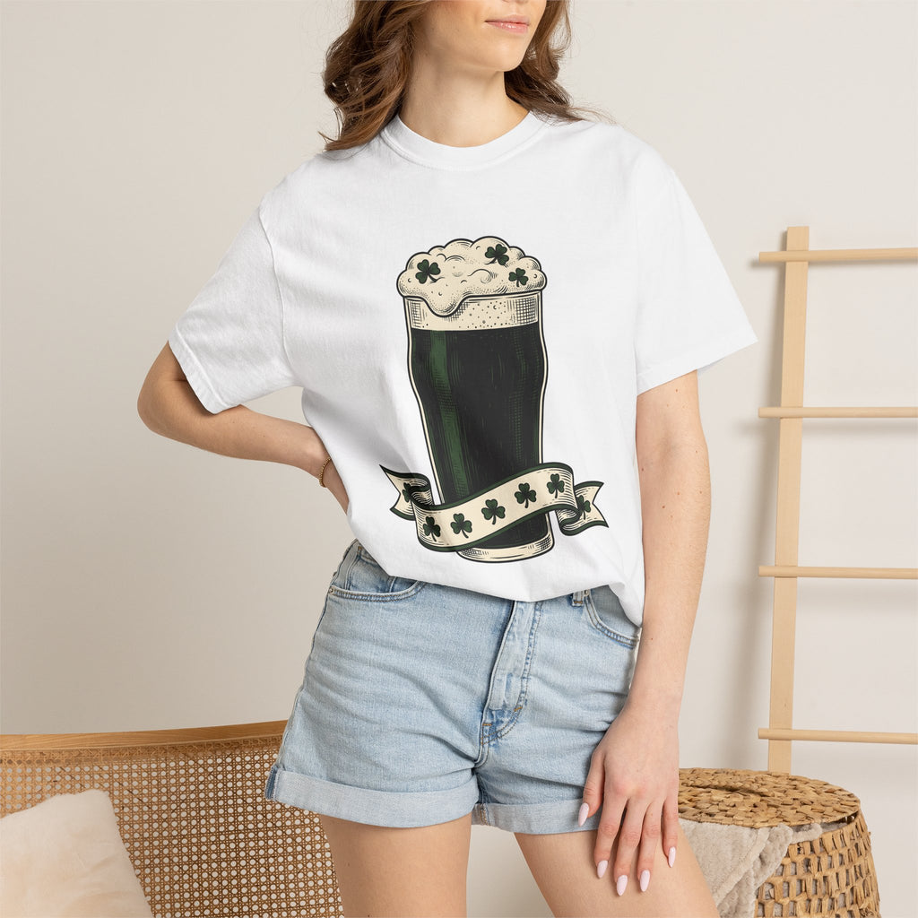 Beer Stein Shirt St Patrick's Day Brew Gift Women Antique Tee Mug T-Shirt Irish Fan Vintage Tshirt Brewery Graphic Cartoon Lucky Clover