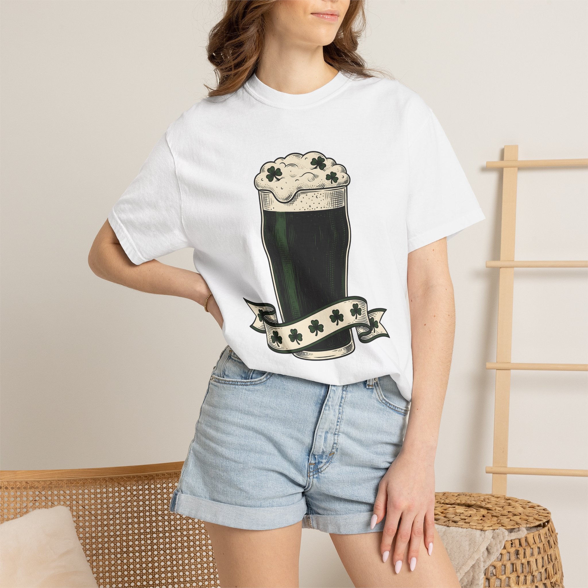 Beer Stein Shirt St Patrick's Day Brew Gift Women Antique Tee Mug T-Shirt Irish Fan Vintage Tshirt Brewery Graphic Cartoon Lucky Clover