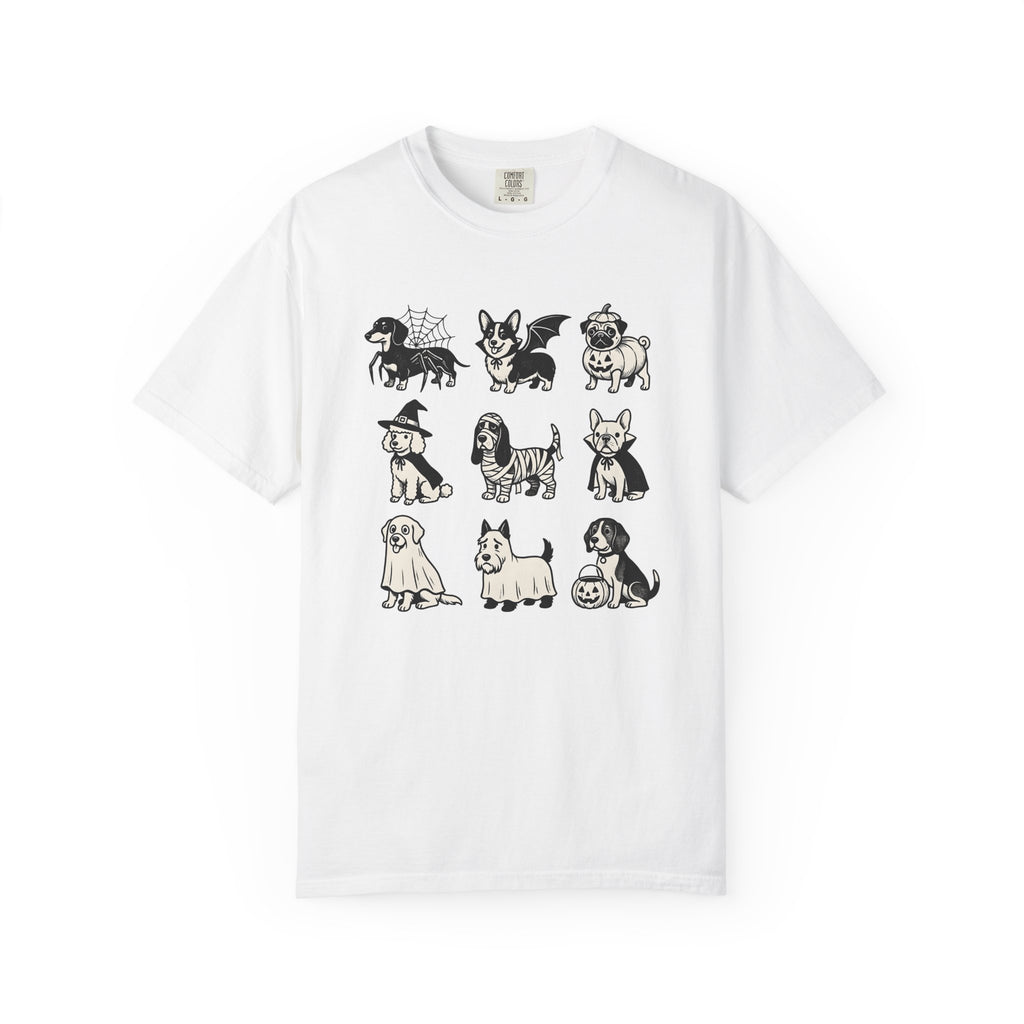 Scary Dogs Shirt Dog Celebration Gift Women Funny Tee Frightful Dogs T-Shirt Dog Fan Spooky Graphic Party Illustration Retro Tshirt Old