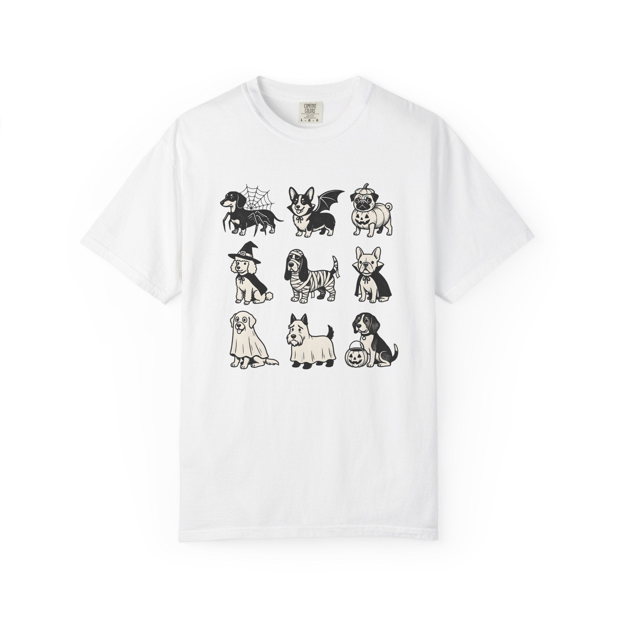 Scary Dogs Shirt Dog Celebration Gift Women Funny Tee Frightful Dogs T-Shirt Dog Fan Spooky Graphic Party Illustration Retro Tshirt Old