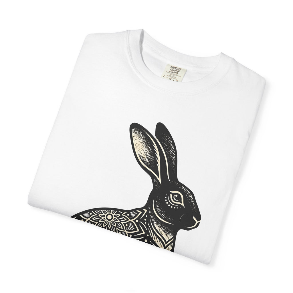 Mandala Rabbit Shirt Easter Pets Gift Women Ethnic Tee Bunny T-Shirt Easter Fan Hare Tshirt Animal Graphic Design Graphic Floral Print
