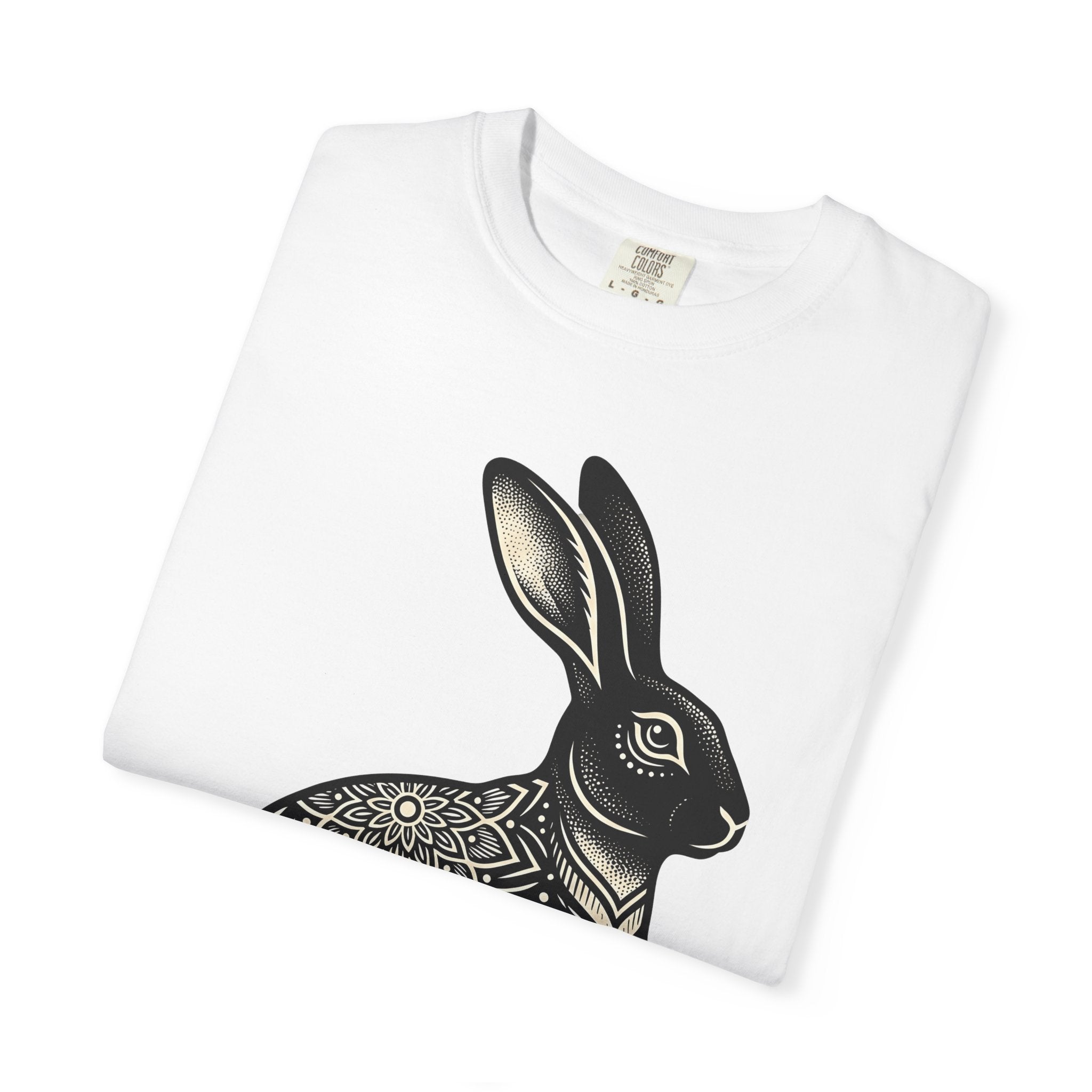 Mandala Rabbit Shirt Easter Pets Gift Women Ethnic Tee Bunny T-Shirt Easter Fan Hare Tshirt Animal Graphic Design Graphic Floral Print