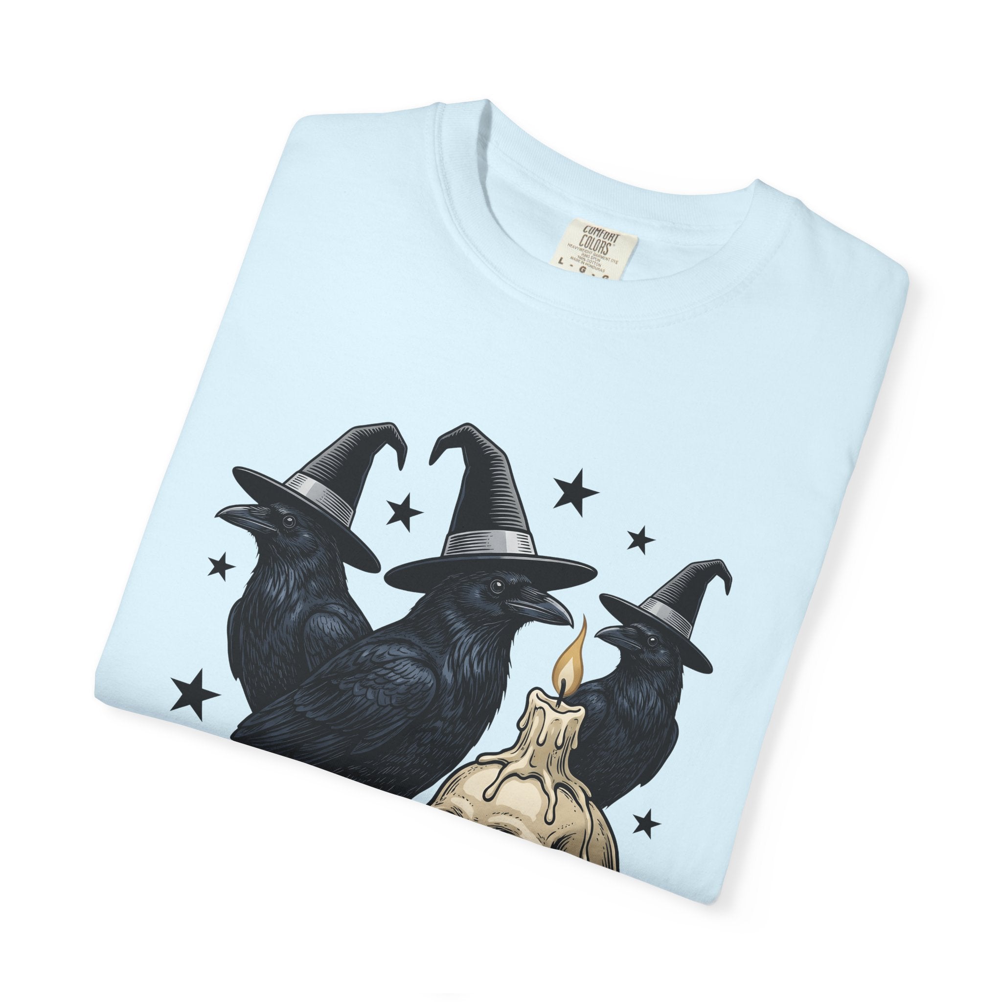 Crow Wizard Hat Shirt Boho Chic Fall Gift Women Spooky Tee Witch Hat T-Shirt Bohemian Fan Gothic Tshirt Autumn Graphic Retro Bones Tshirt
