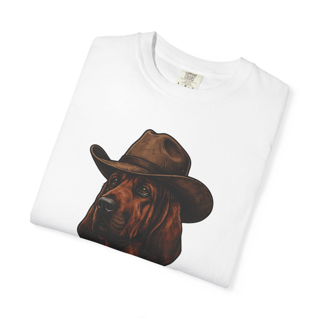 Bloodhound Puppy Shirt Dog Country Gift Women Retro Tee Hound T-Shirt Dog Fan Vintage Graphic Country Illustration Sketch Cowboy Hat Tshirt