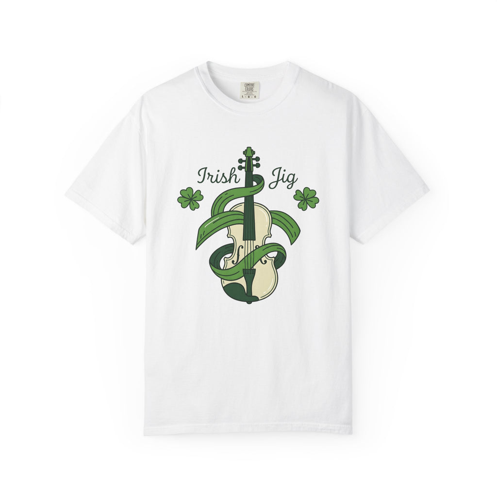 Fiddle Clover Shirt St Patrick's Day Sound Gift Women Line Art Tee Shamrock T-Shirt Luck Fan Illustrated Graphic Tshirt Antique Green Leaf