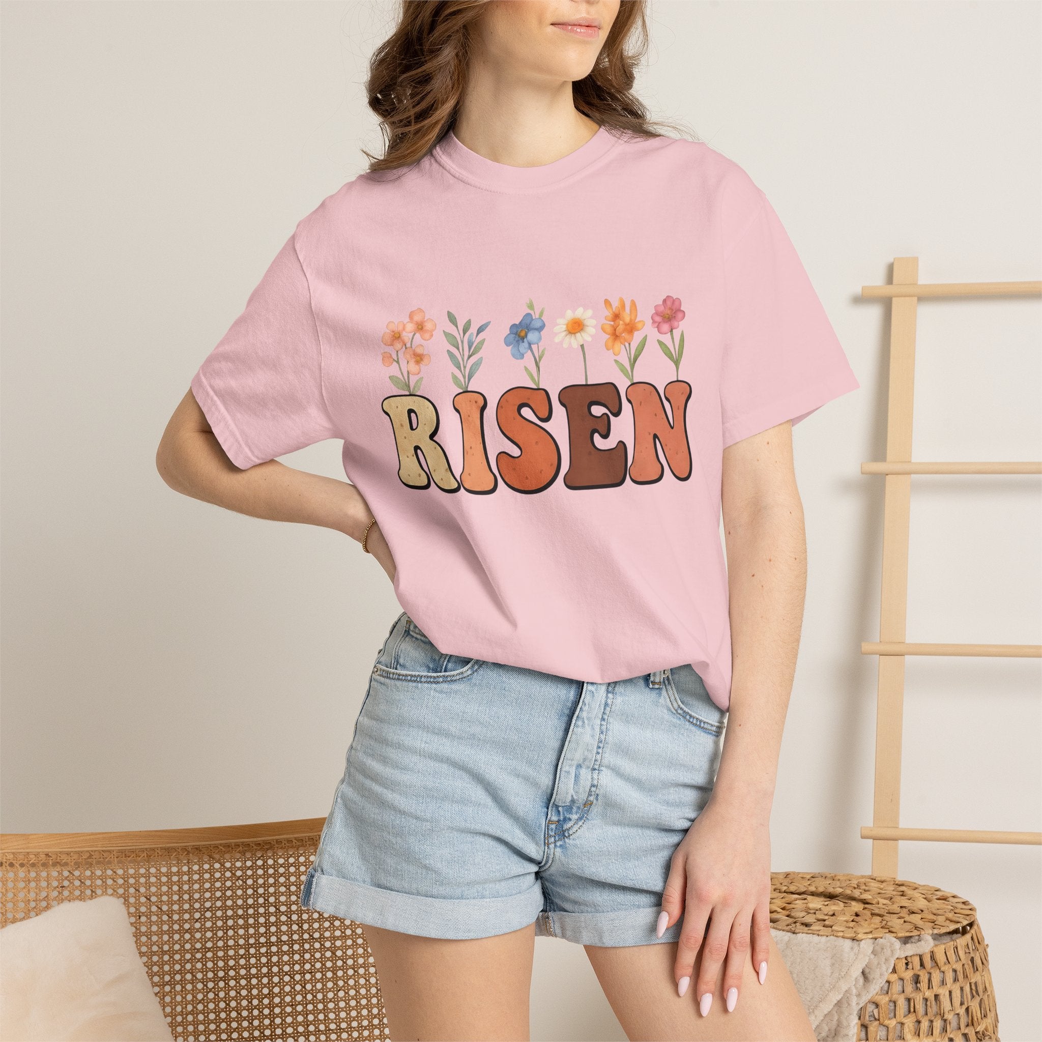 Floral Design Shirt Easter Belief Gift Women Painting Tee Flower T-Shirt Spring Fan Artistic Tshirt Faith Graphic Outline Field Flowers