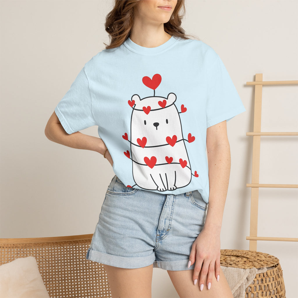 Teddy Hearts Shirt St. Valentine's Day Affection Gift Women Charming Tee Teddy Bear T-Shirt Valentine Fan Cute Graphic Love Design Clean