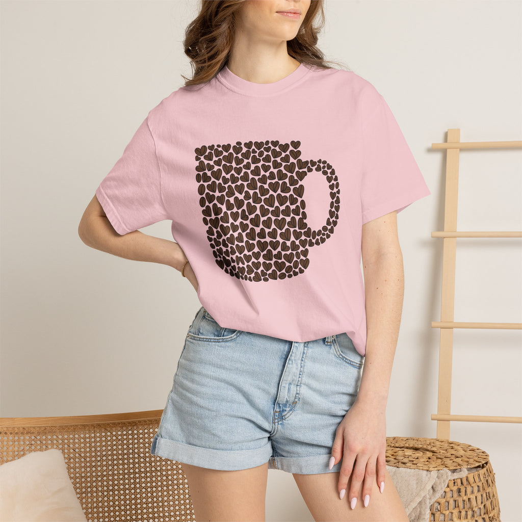 Mug Cup Shirt St Valentines Day Latte Gift Women Hand Drawn Tee Mug T-Shirt Valentine Fan Illustrated Tshirt Coffee Graphic Clean Heart