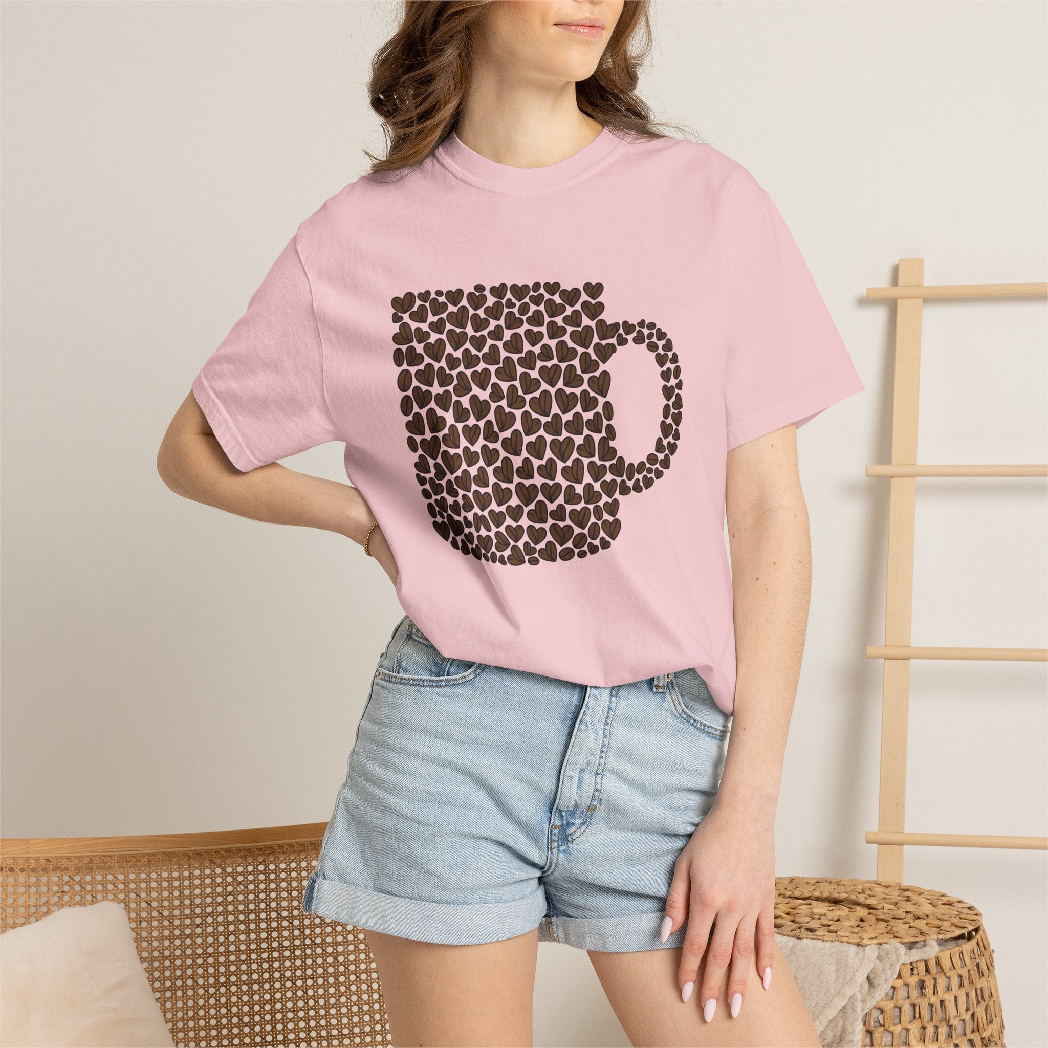 Mug Cup Shirt St Valentines Day Latte Gift Women Hand Drawn Tee Mug T-Shirt Valentine Fan Illustrated Tshirt Coffee Graphic Clean Heart