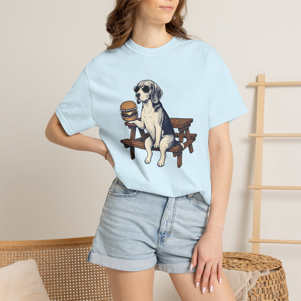 Beagle Dog Shirt Dog Food Gift Women Vintage Tee Hound T-Shirt Dog Fan Retro Tshirt Cuisine Graphic Hand Drawn Hamburger Tshirt