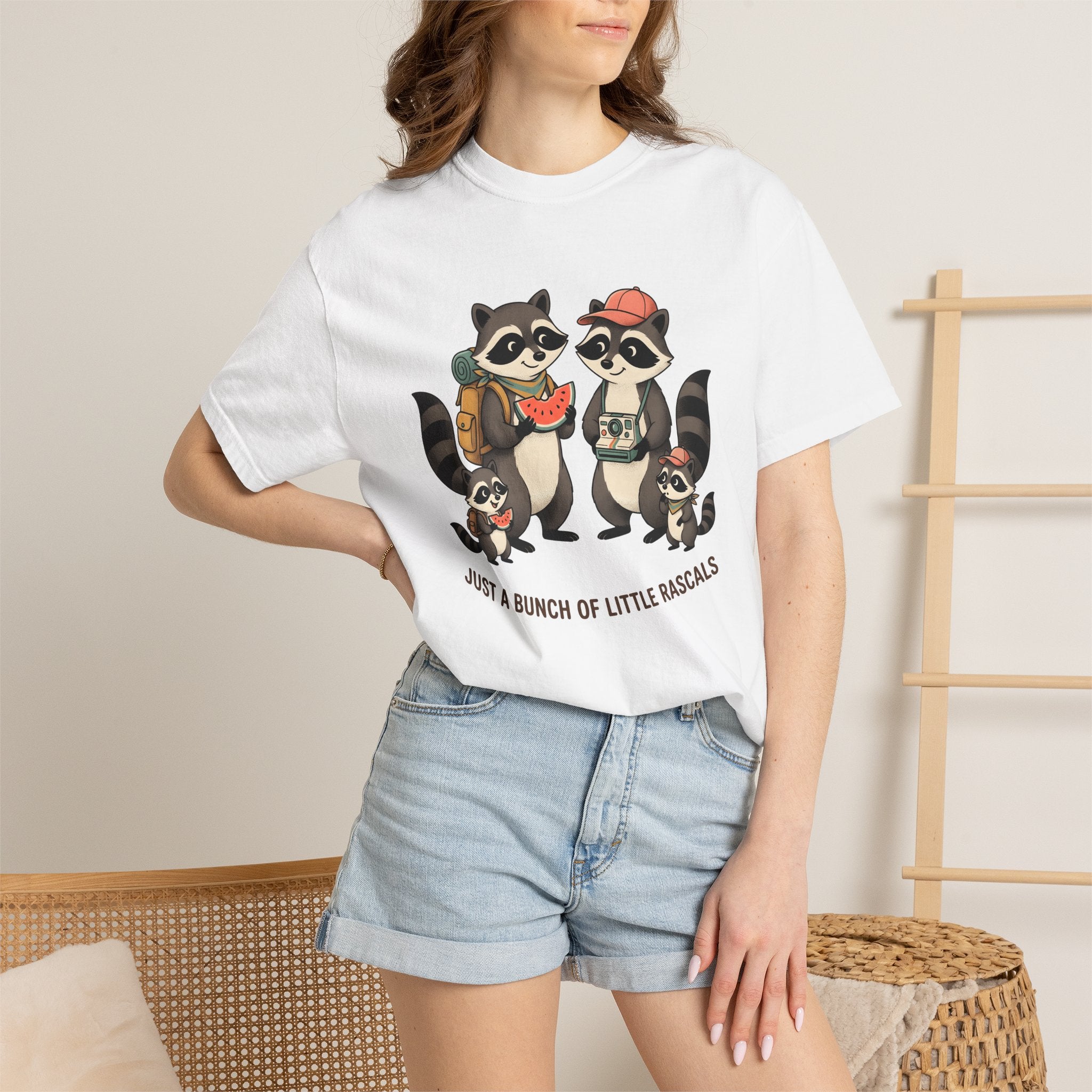 Raccoon Clan Shirt Funny Fauna Gift Women Lovable Tee Raccoon T-Shirt Comedy Fan Cartoon Tshirt Wildlife Graphic Caricature Juicy Melon