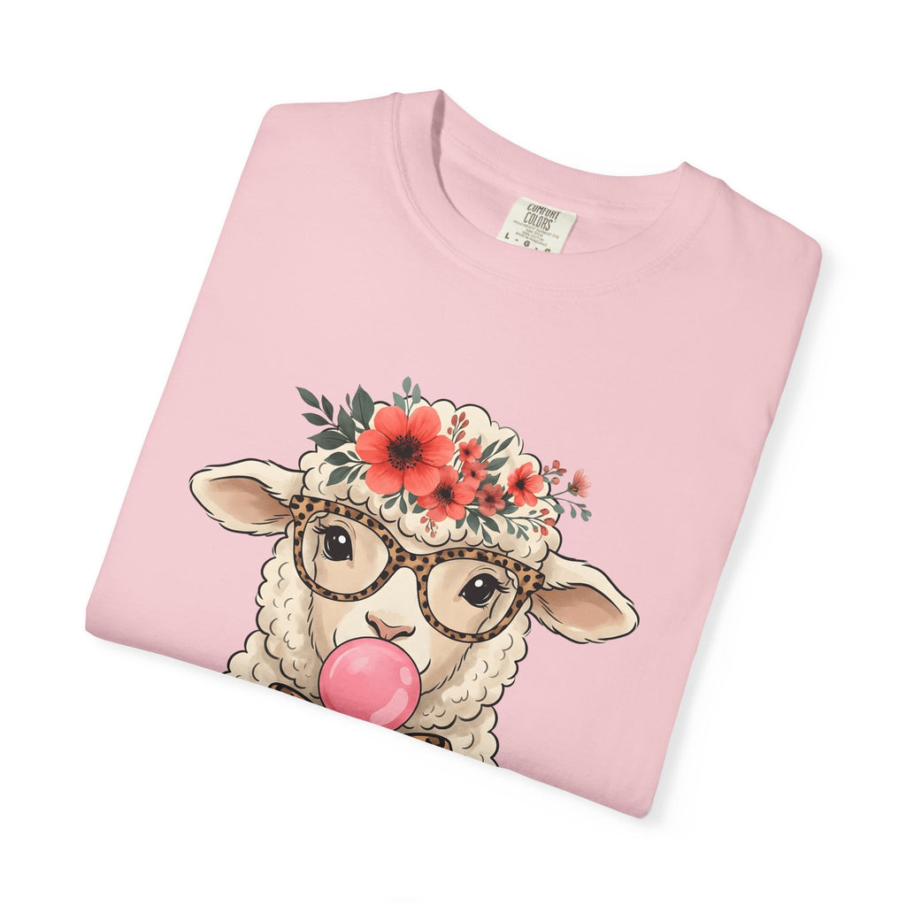 Sheep Illustration Shirt Easter Wildlife Gift Women Rustic Tee Lamb T-Shirt Easter Fan Ewe Tshirt Wildlife Graphic Sketch Flower Wreath