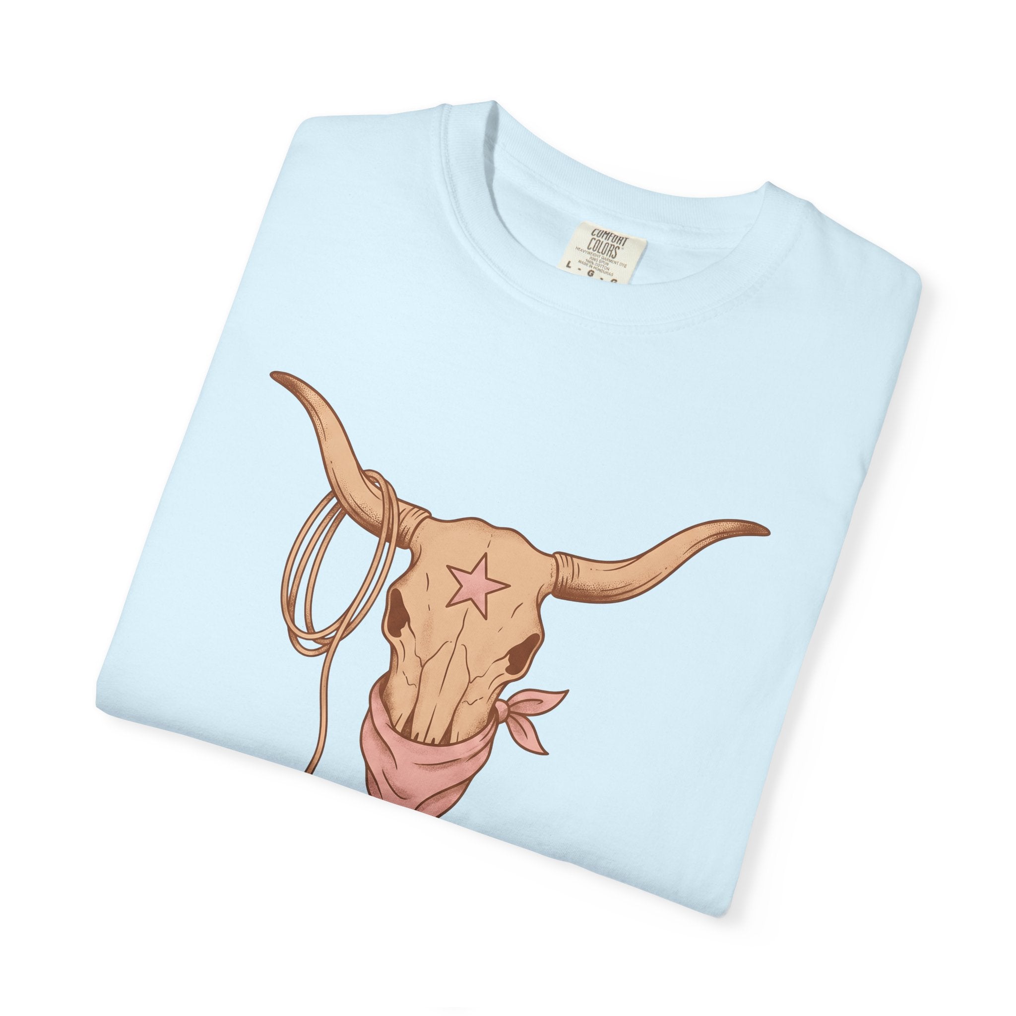 Steer Skull Shirt Cowgirl Livestock Gift Women Cowboy Tee Bull Skull T-Shirt Rancher Fan Western Tshirt Cattle Graphic Retro Scarf Tshirt