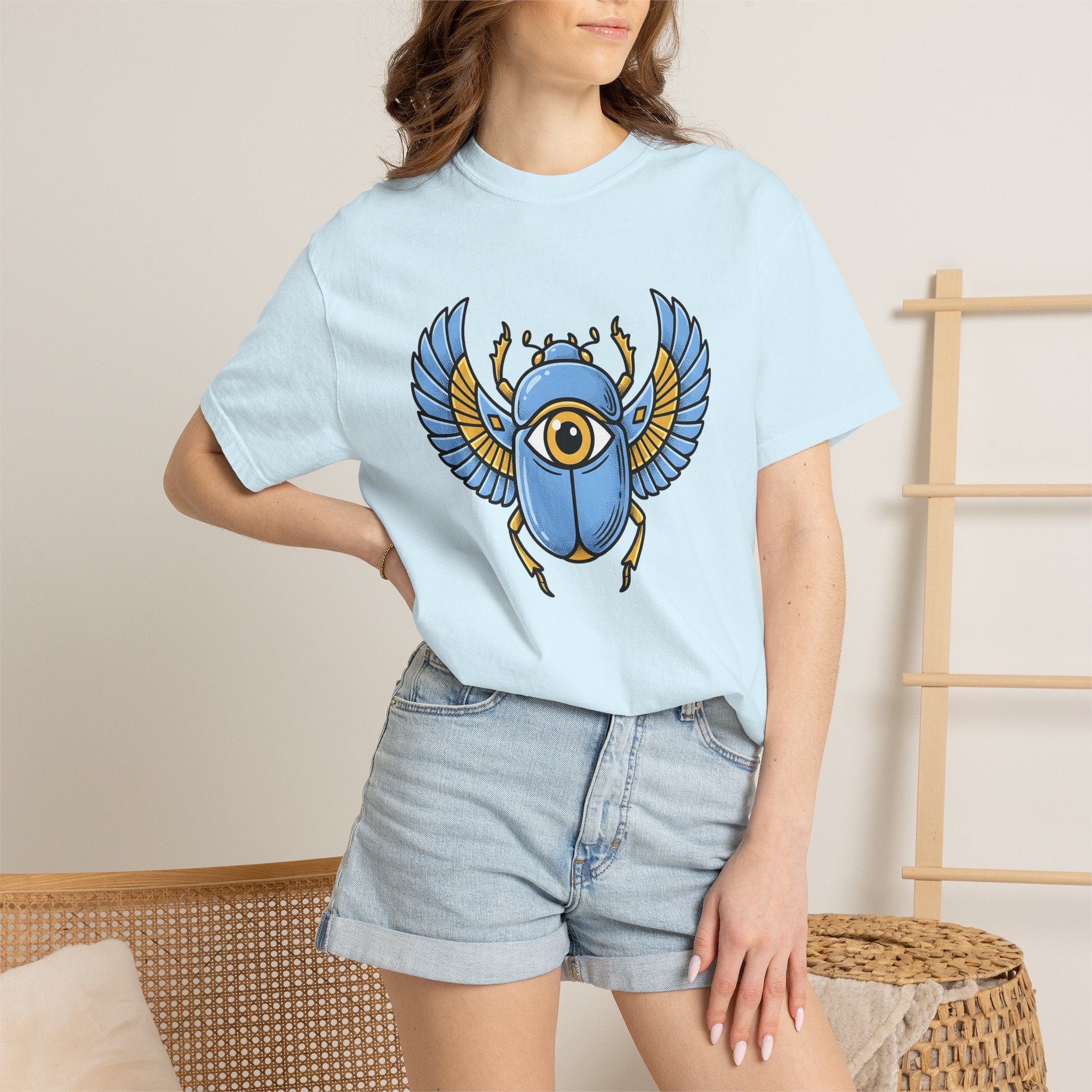 Beetle Shirt Boho Chic Occult Gift Women Line Art Tee Bug T-Shirt Bohemian Fan Minimalist Tshirt Mystic Graphic Hand Drawn Eye Tshirt