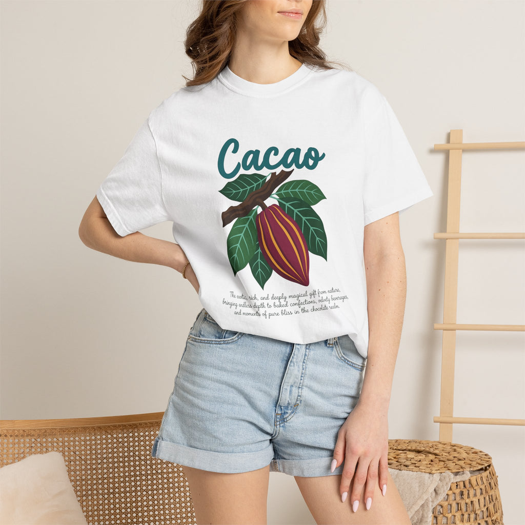 Cacao Fruit Shirt Desserts Confectionery Gift Women Flower Tee Cocoa T-Shirt Pastry Fan Floral Tshirt Candy Graphic Antiqued Leaf Tshirt