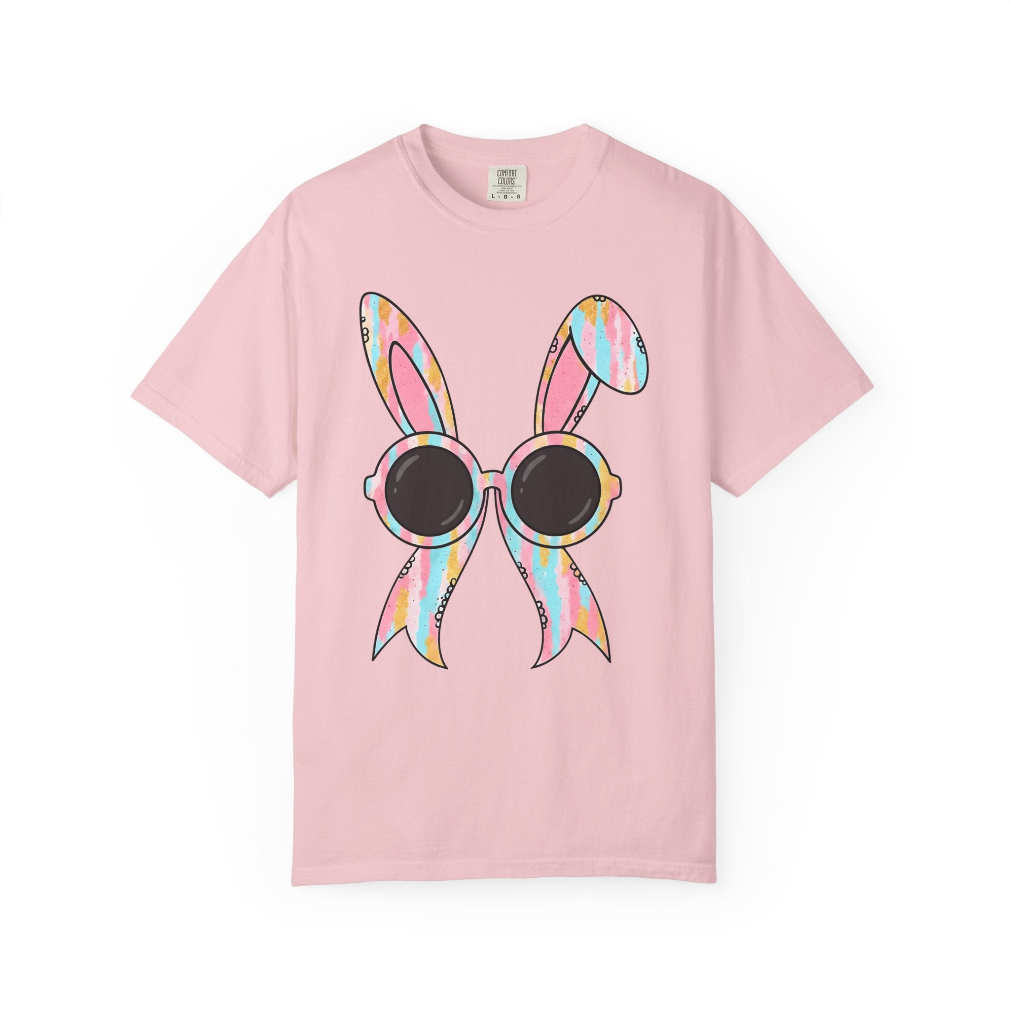 Bunny Glasses Shirt Easter Animal Gift Women Pastel Tee Rabbit T-Shirt Easter Fan Soft Tshirt Creature Graphic Retro Sunglasses Tshirt