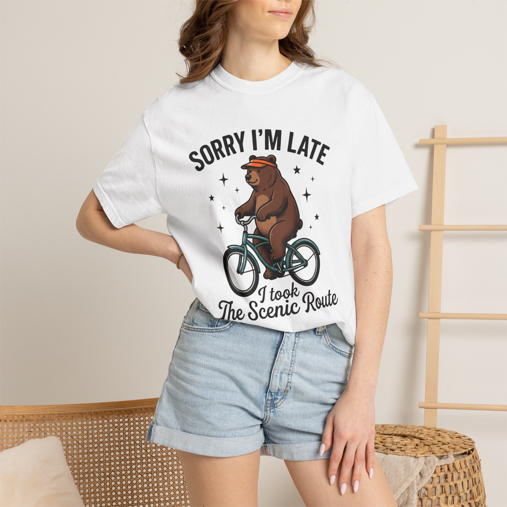 Bear Bike Shirt Funny Wildlife Gift Women Comic Tee Bear T-Shirt Humor Fan Cartoon Tshirt Wildlife Graphic Vintage Star Shapes Tshirt