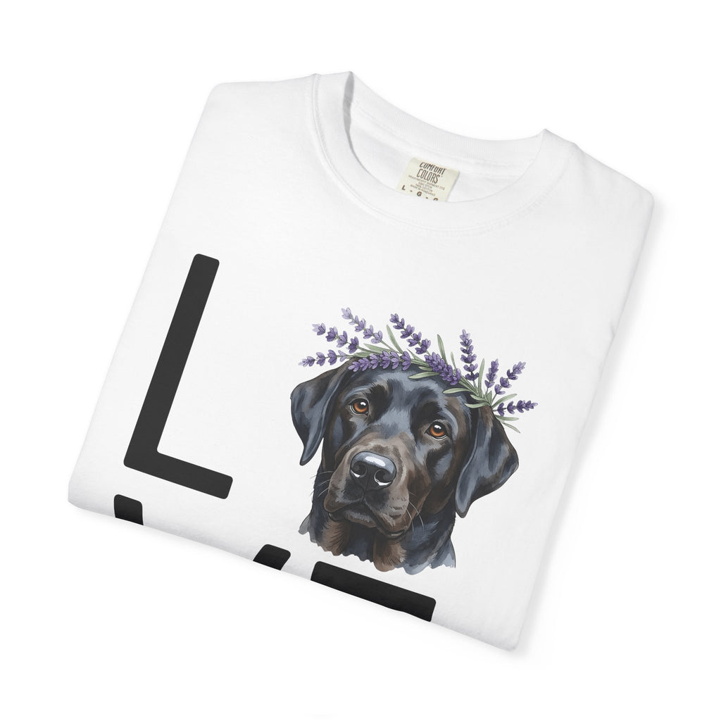 Labrador Dog Shirt Animals & Flowers Canine Gift Women Sketch Tee Retriever T-Shirt Pet Fan Dog Graphic Labrador Line Art Flower Garland