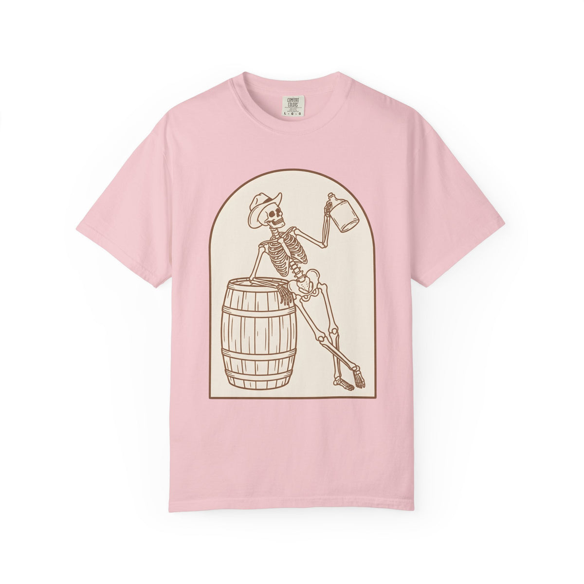 Western Skeleton Shirt Halloween Cowboy Gift Women Sketch Tee Skeleton T-Shirt Horror Fan Sketched Tshirt Rodeo Graphic Retro Whiskey Cask