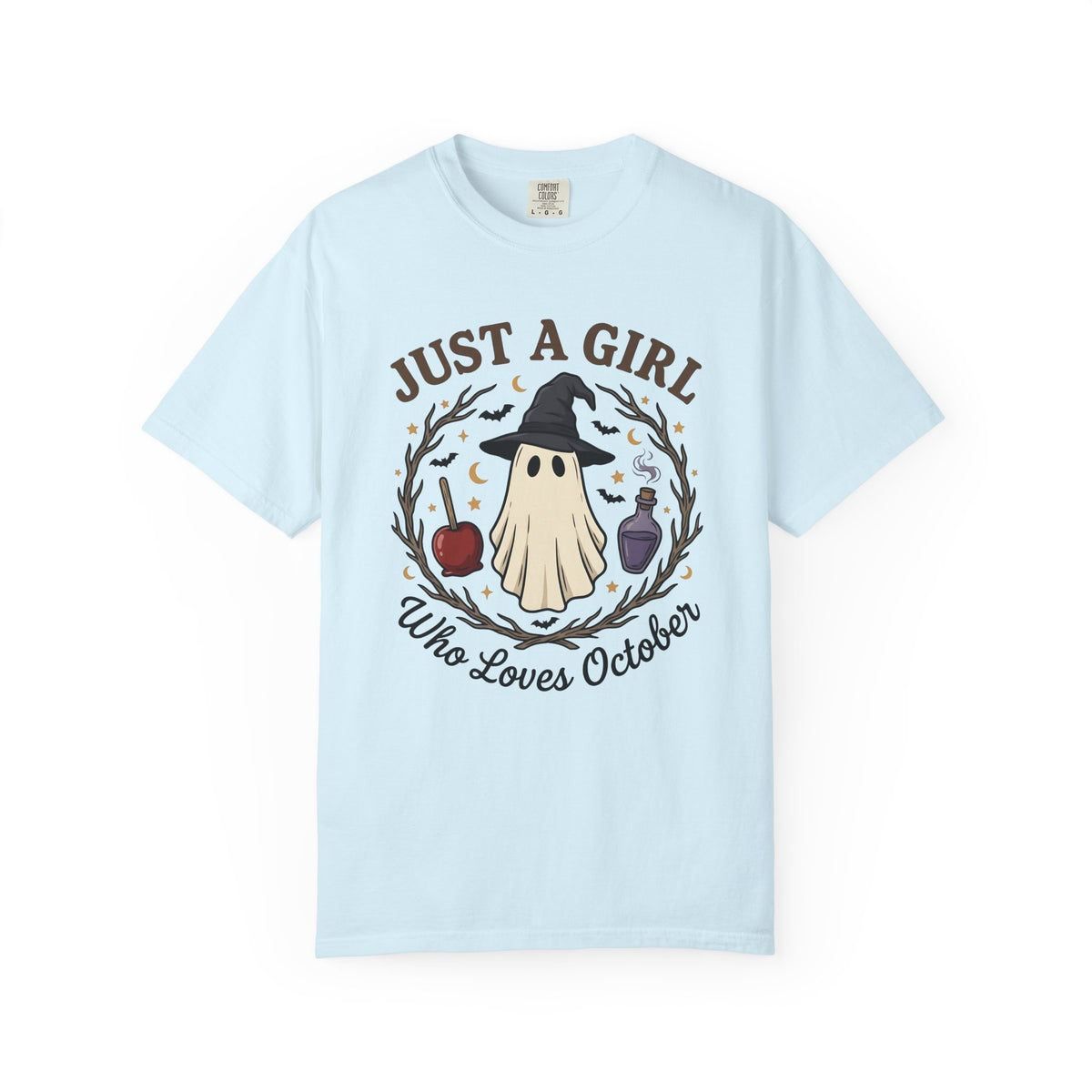 Ghost Witch Hat Shirt Halloween Fright Gift Women Chibi Tee Witch Hat T-Shirt Horror Fan Spooky Tshirt Scary Graphic Sketch Bats Tshirt