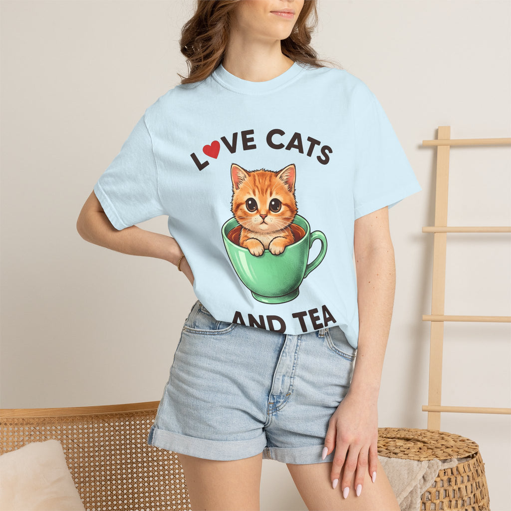 Kitty Teacup Shirt Cat Infusion Gift Women Playful Tee Cat Mug T-Shirt Cat Fan Feline Tshirt Infusion Design Nostalgic Heart Icon Tshirt
