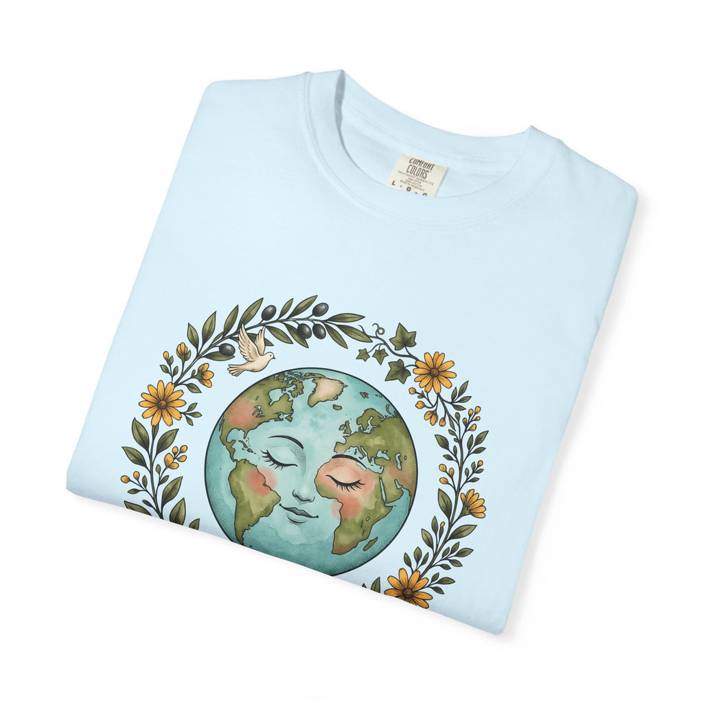 Planet Face Shirt Boho Chic Environment Gift Women Brushstroke Tee World T-Shirt Bohemian Fan Painted Tshirt Ecological Graphic Doodle