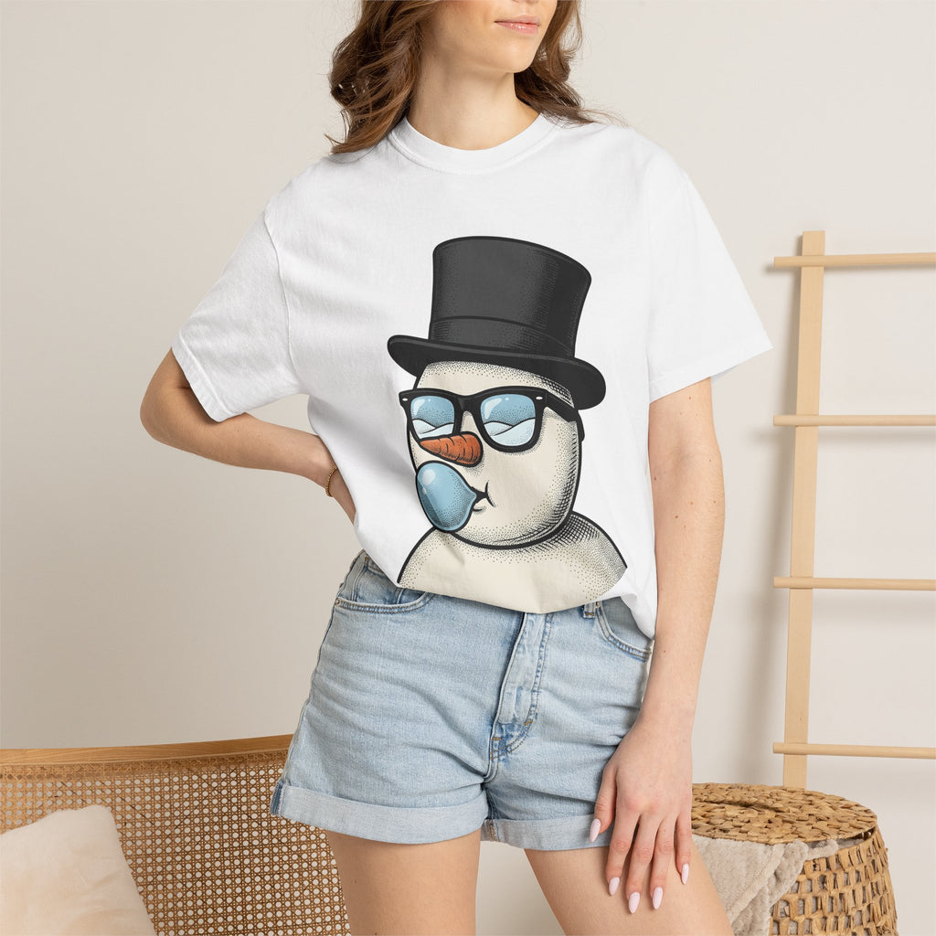 Snowman Art Shirt Christmas Festive Gift Women Caricature Tee Frosty T-Shirt Holiday Fan Cartoon Tshirt Celebration Graphic Classic Sun