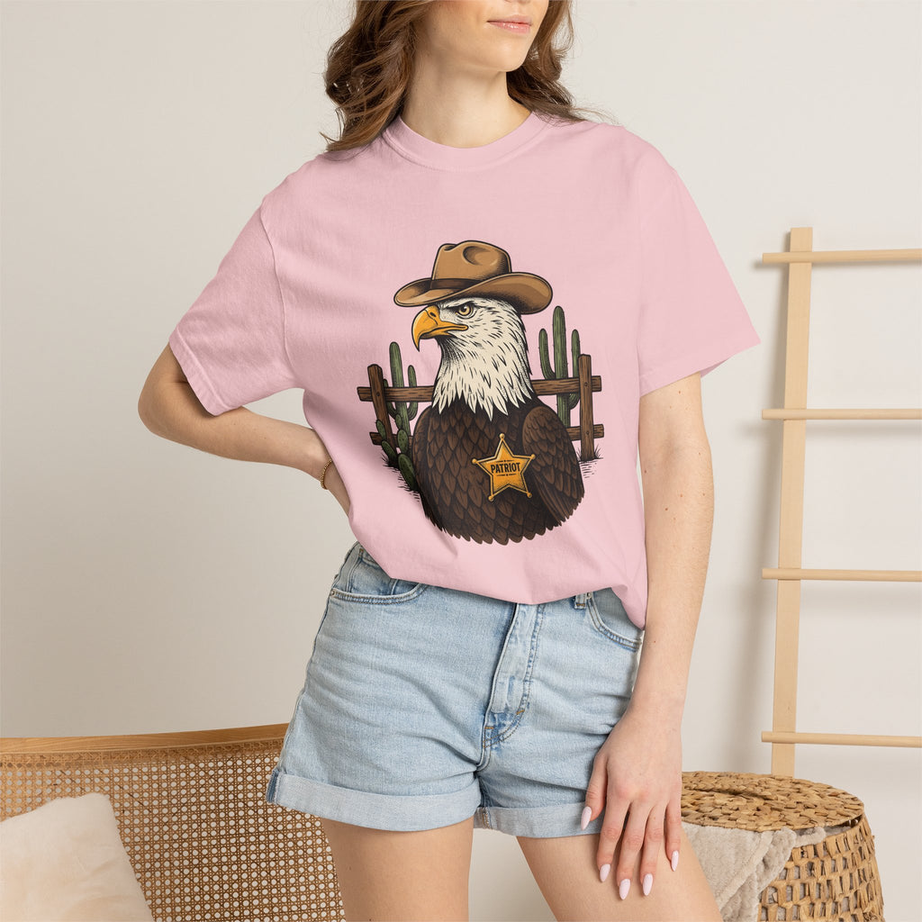 Eagle Cowboy Shirt Patriot Western Gift Women Vintage Tee Bald Eagle T-Shirt Nationalist Fan Distressed Tshirt Rodeo Graphic Retro Sheriff