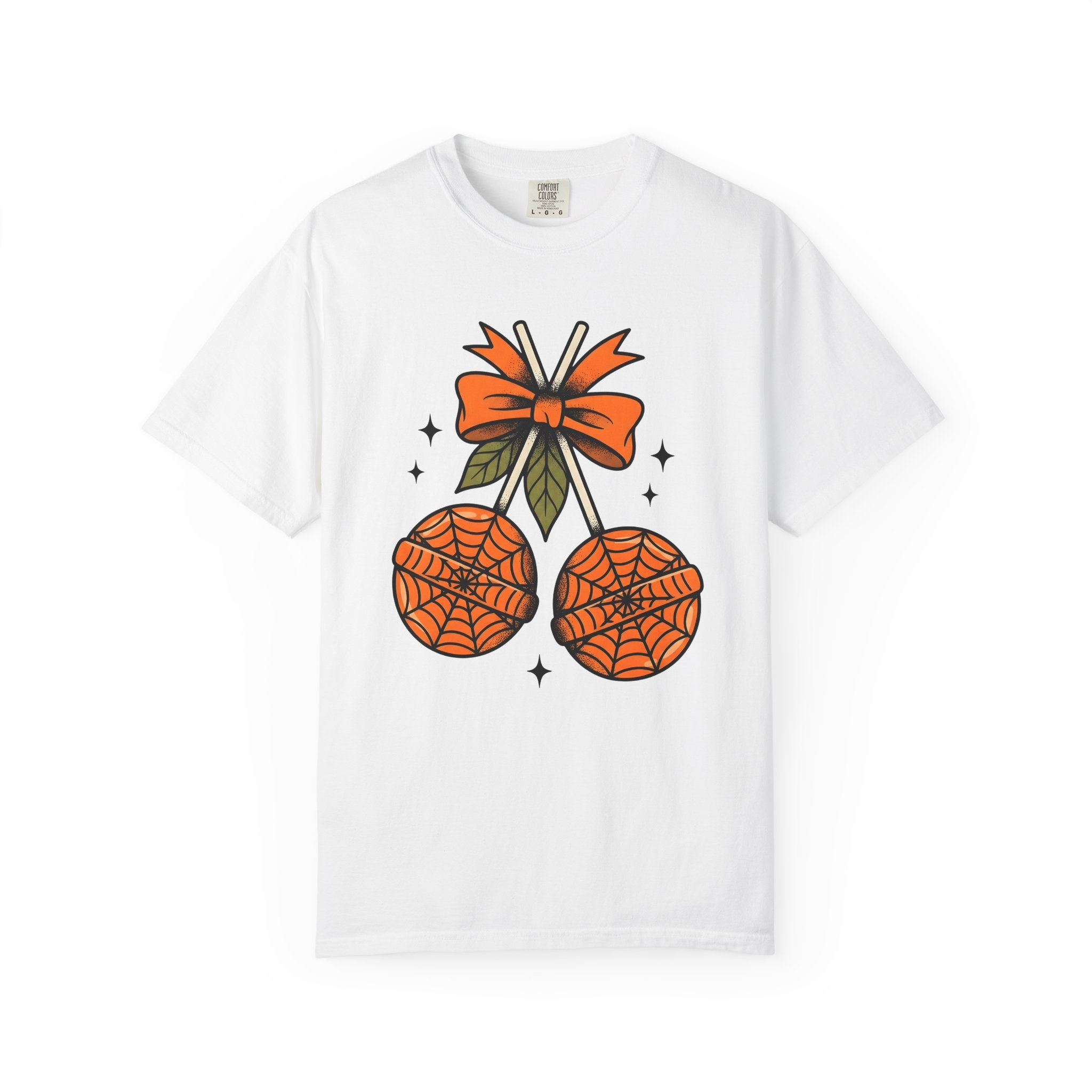 Spiderweb Candy Shirt Halloween Sweets Gift Women Traditional Tee Candy T-Shirt Halloween Fan Vintage Tshirt Dessert Graphic Retro Orange